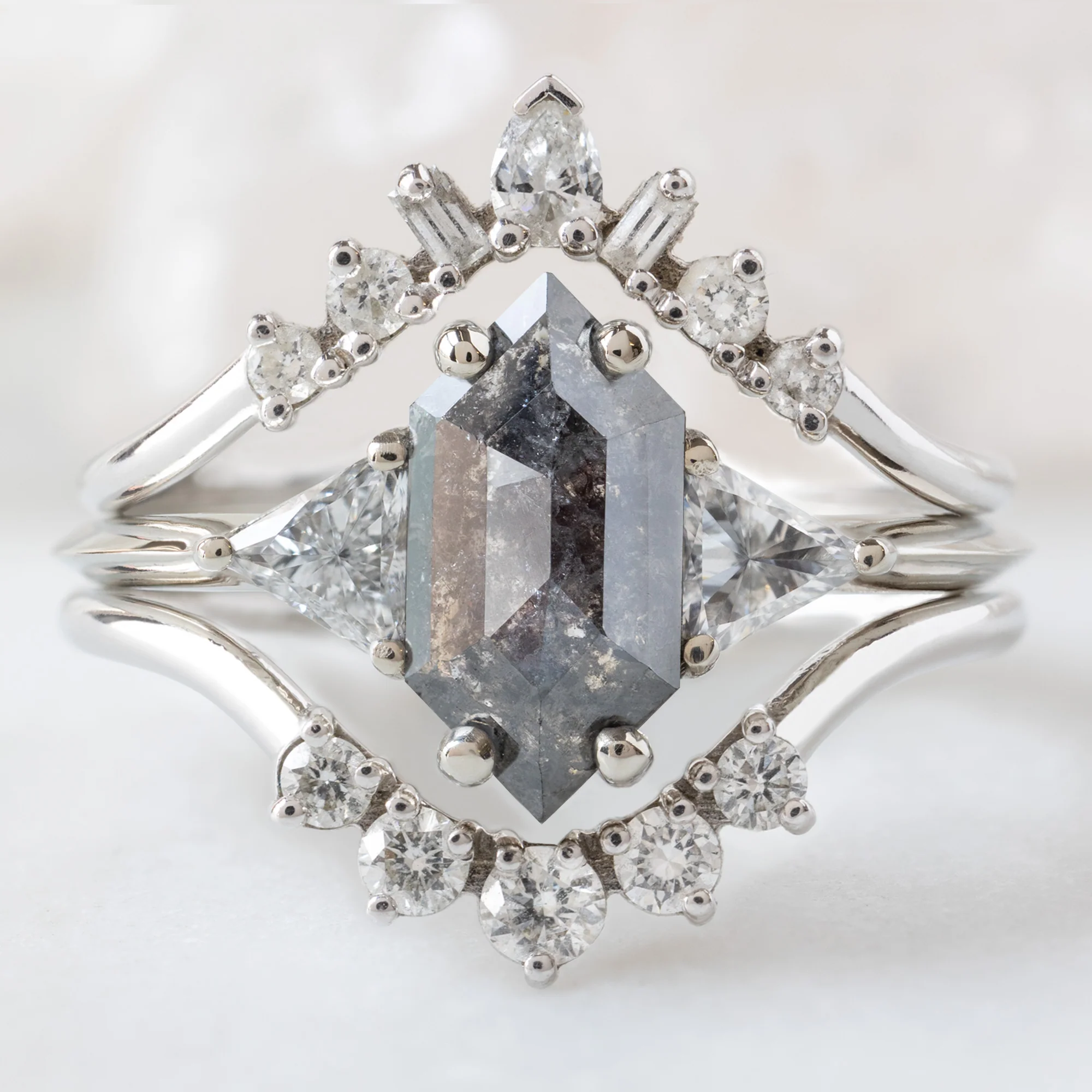 The Jade Ring | 1.02ct Hexagon Black Diamond in 14K White Gold - Image 2