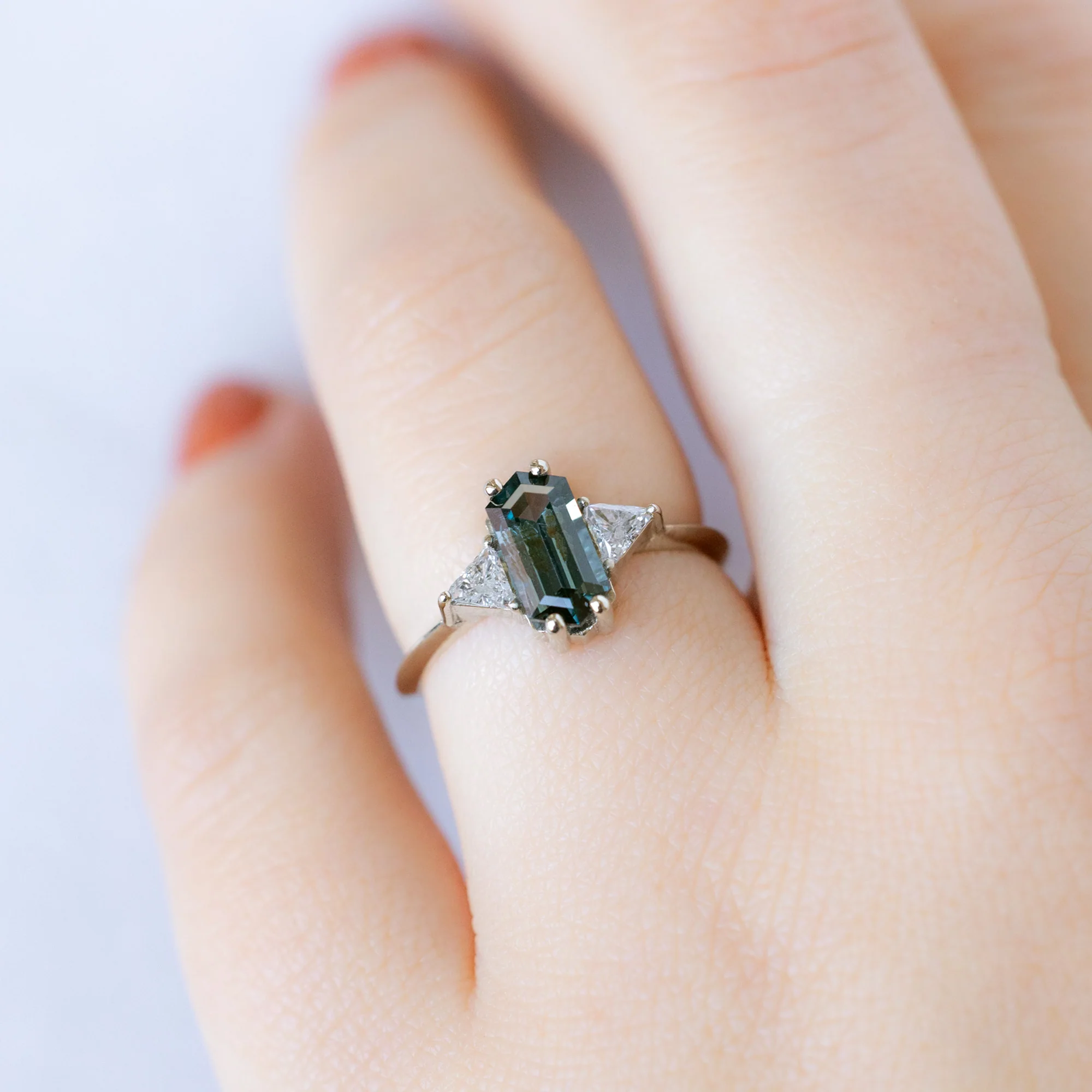 The Jade Ring | 1.11ct Hexagonal Blue Spinel in 14K White Gold - Image 2