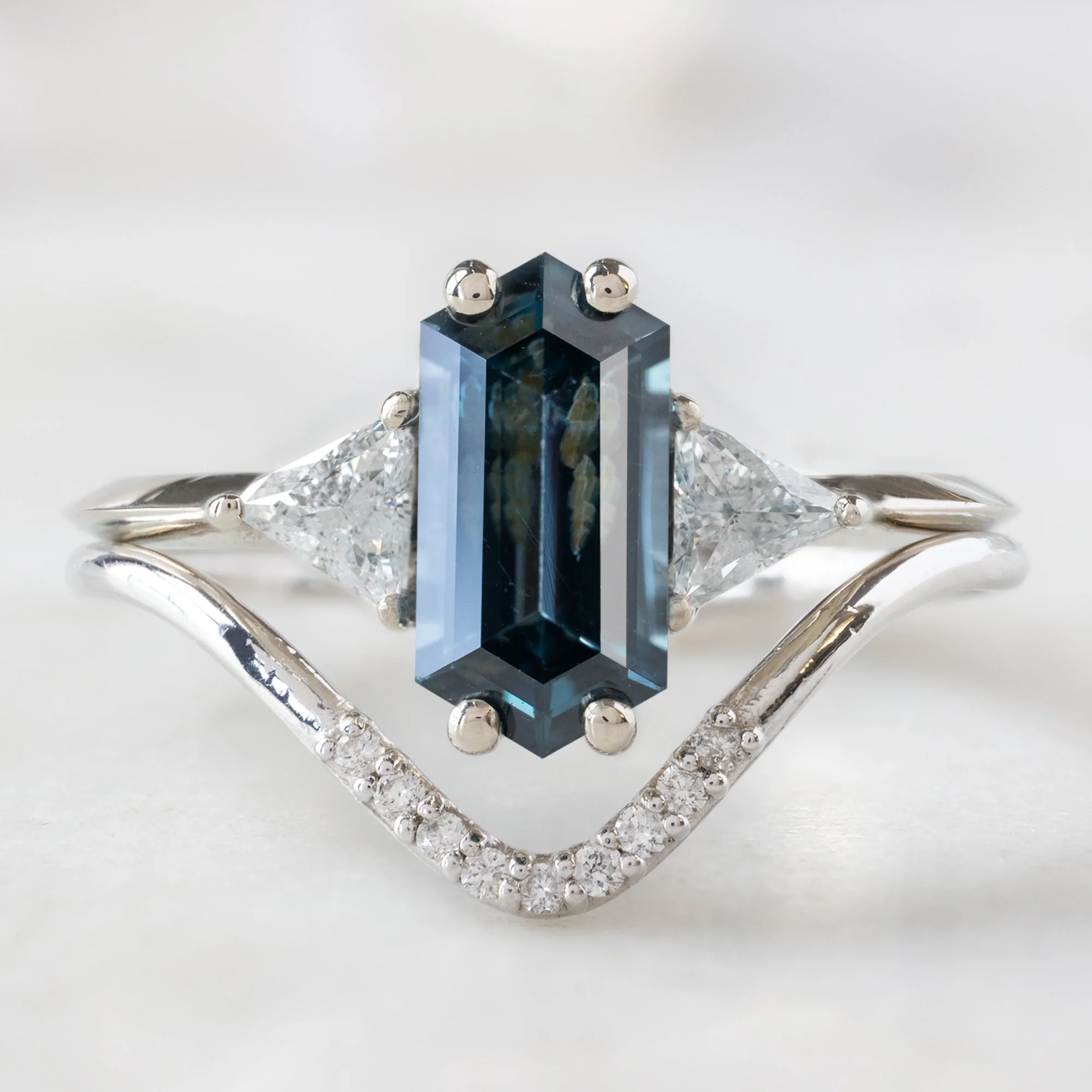 The Jade Ring | 1.11ct Hexagonal Blue Spinel in 14K White Gold - Image 3