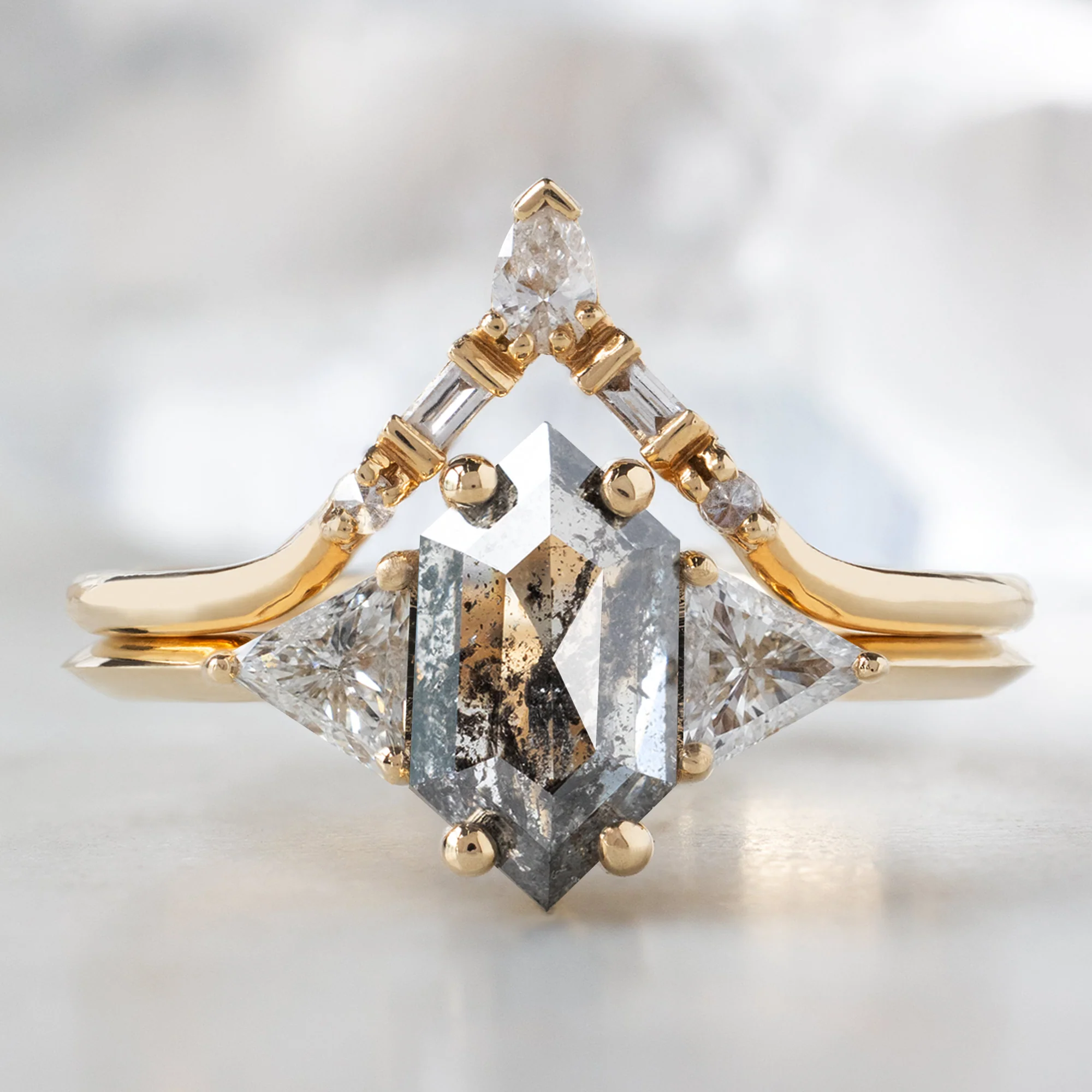 The Jade Ring | 1.18ct Hexagon Salt and Pepper Diamond in 14K Yellow Gold - Image 3