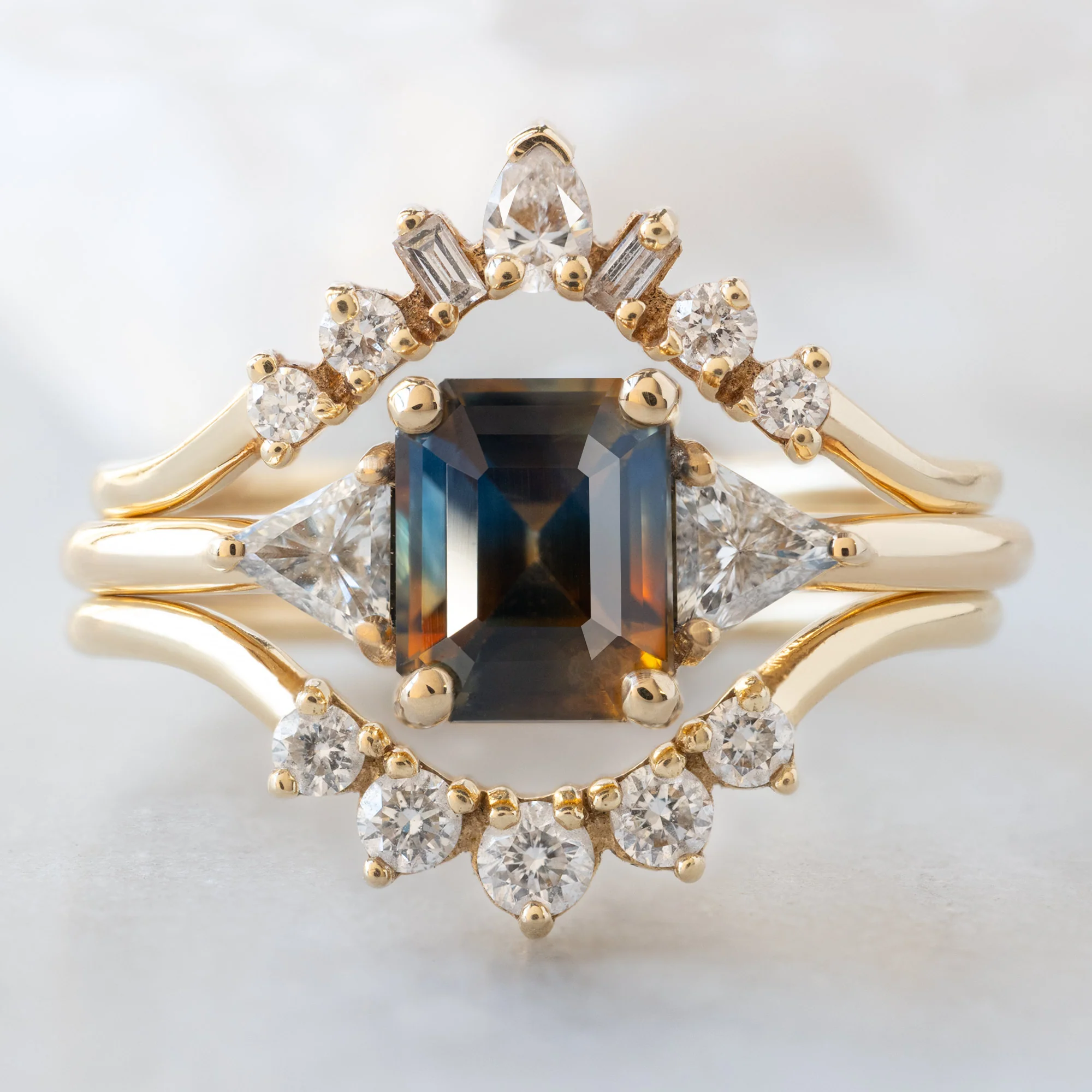The Jade Ring | 1.19ct Emerald Cut Parti Sapphire in 14K Yellow Gold - Image 2