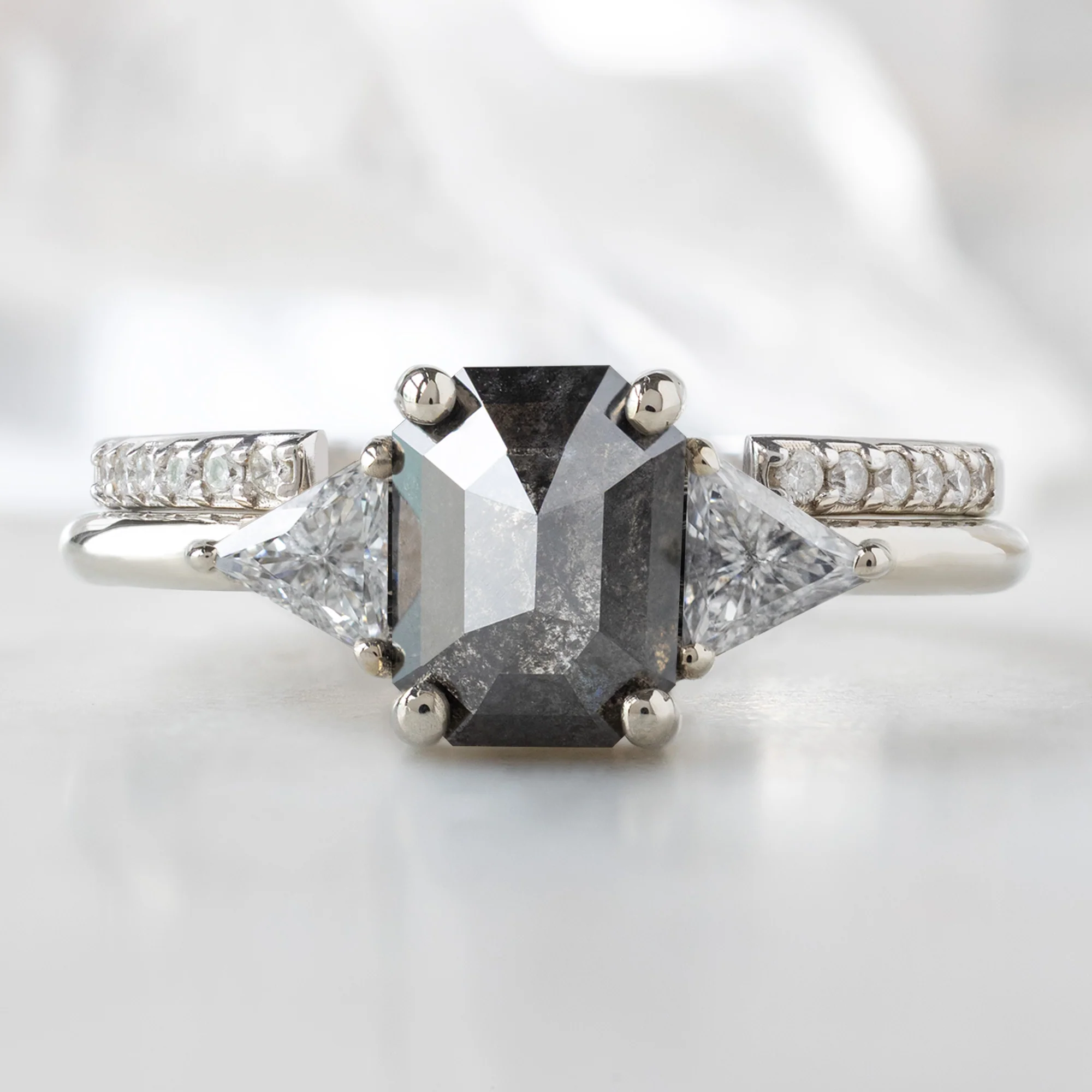 The Jade Ring | 1.26ct Emerald Cut Black Diamond in 14K White Gold - Image 3