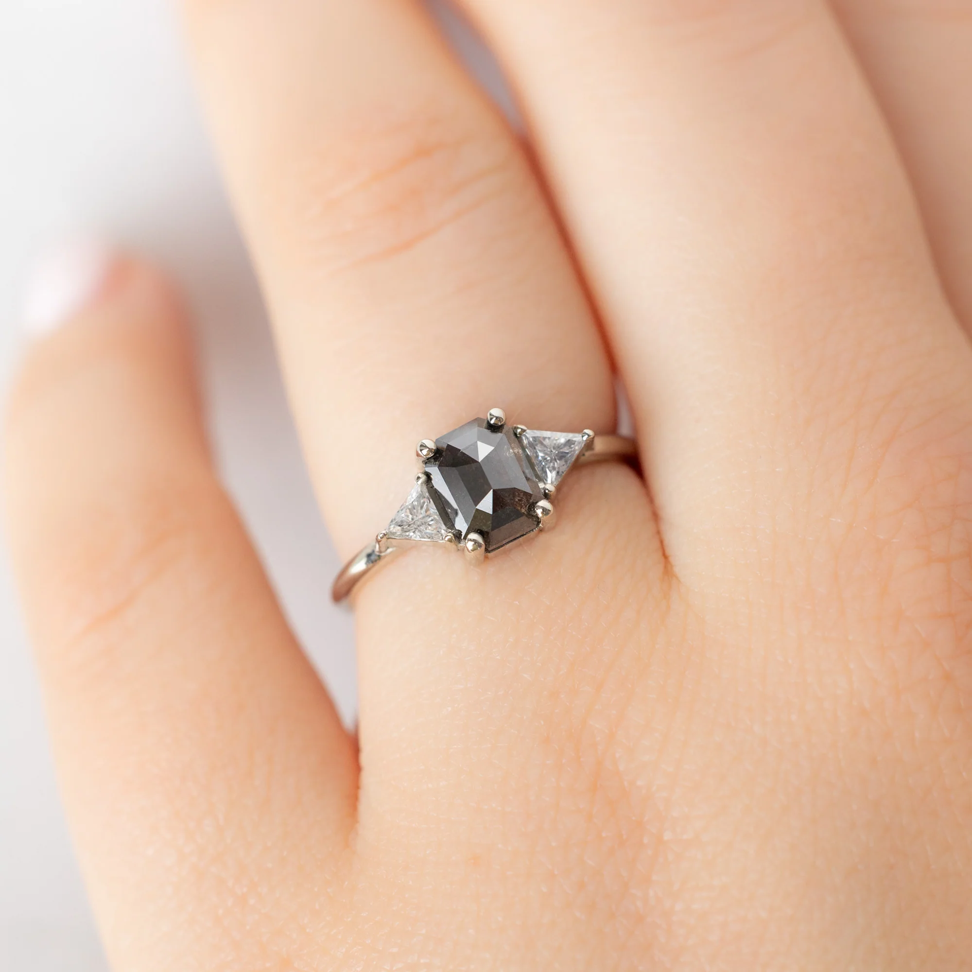 The Jade Ring | 1.26ct Emerald Cut Black Diamond in 14K White Gold - Image 4
