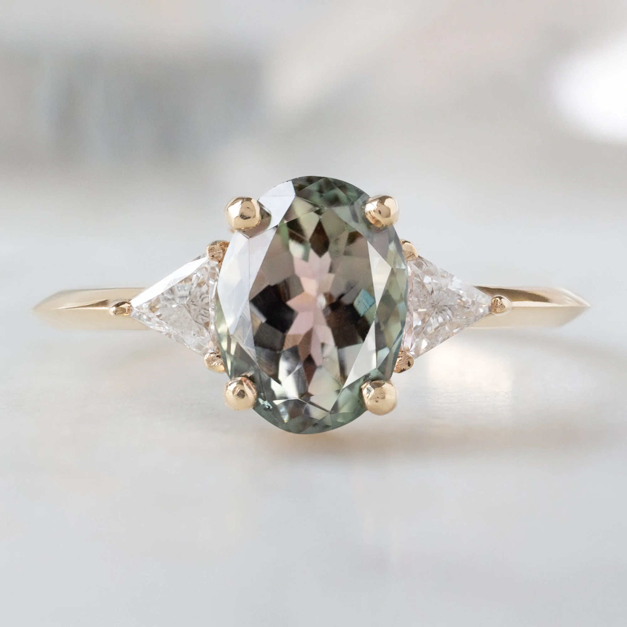 The Jade Ring | 1.41ct Oval Green Tourmaline in 14K Yellow Gold