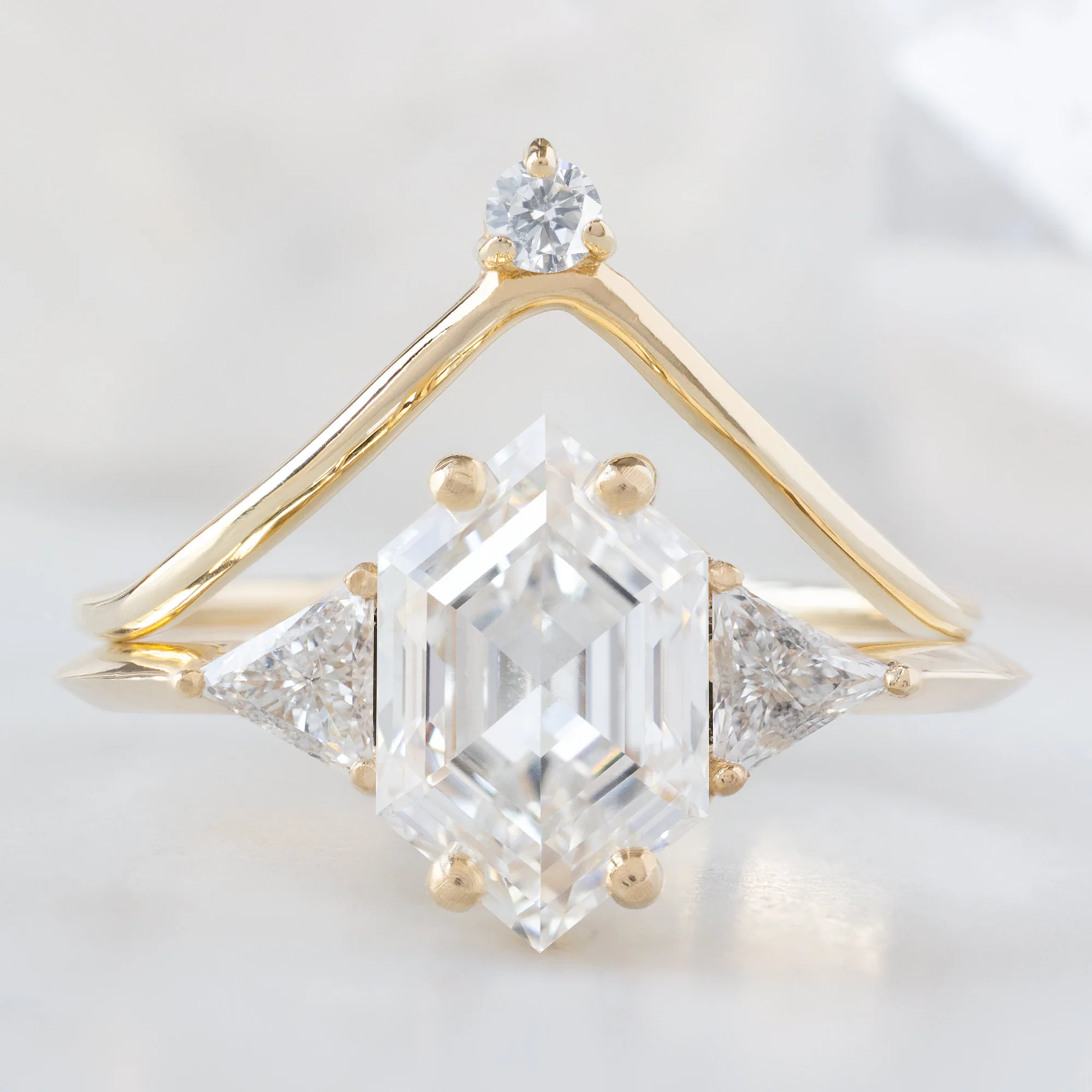 The Jade Ring | 1.65ct Lab Grown Hexagon White Diamond in 14K Yellow Gold - Image 3