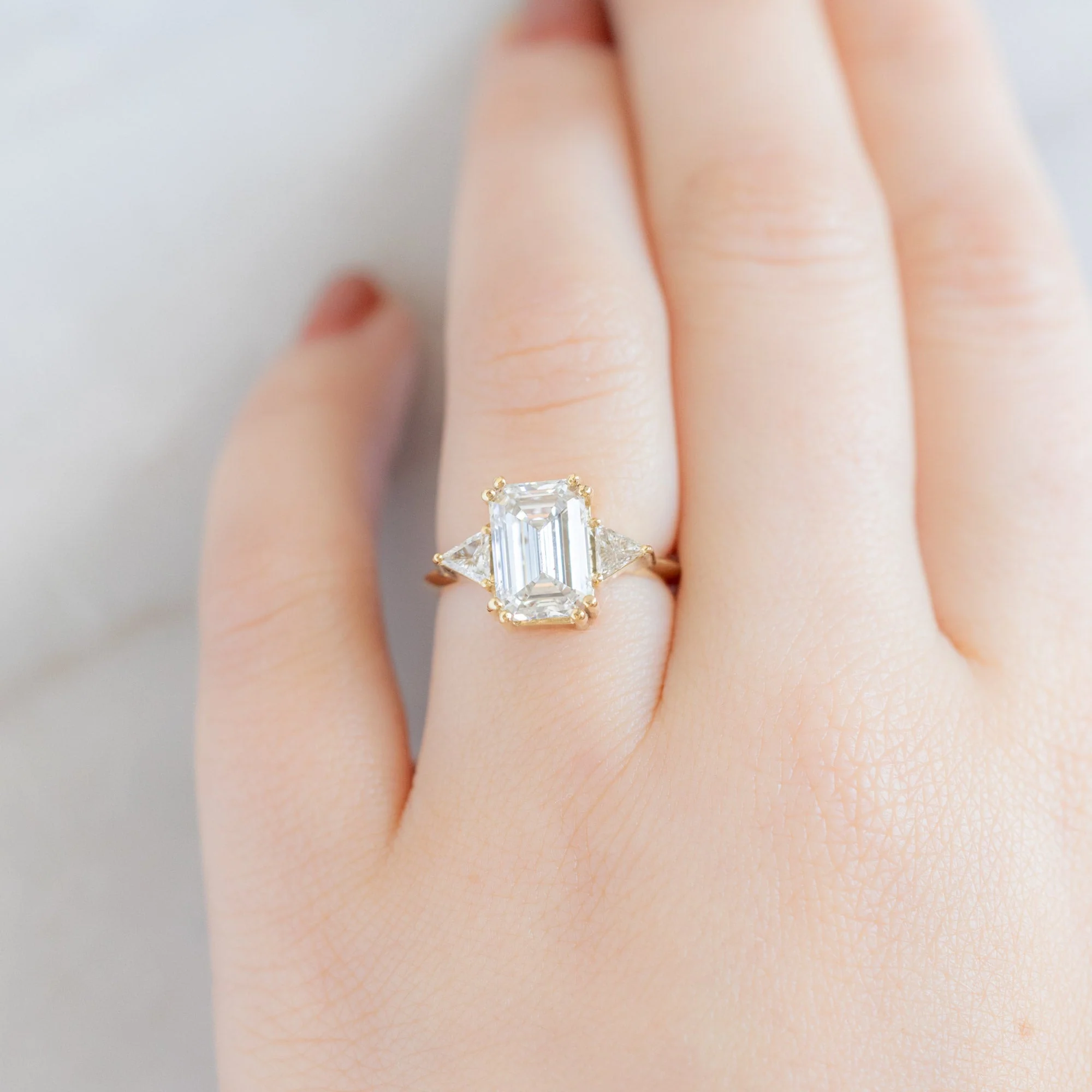 The Jade Luxe | 3.33ct Lab Grown Emerald Cut Diamond in 18K Yellow Gold - Image 2