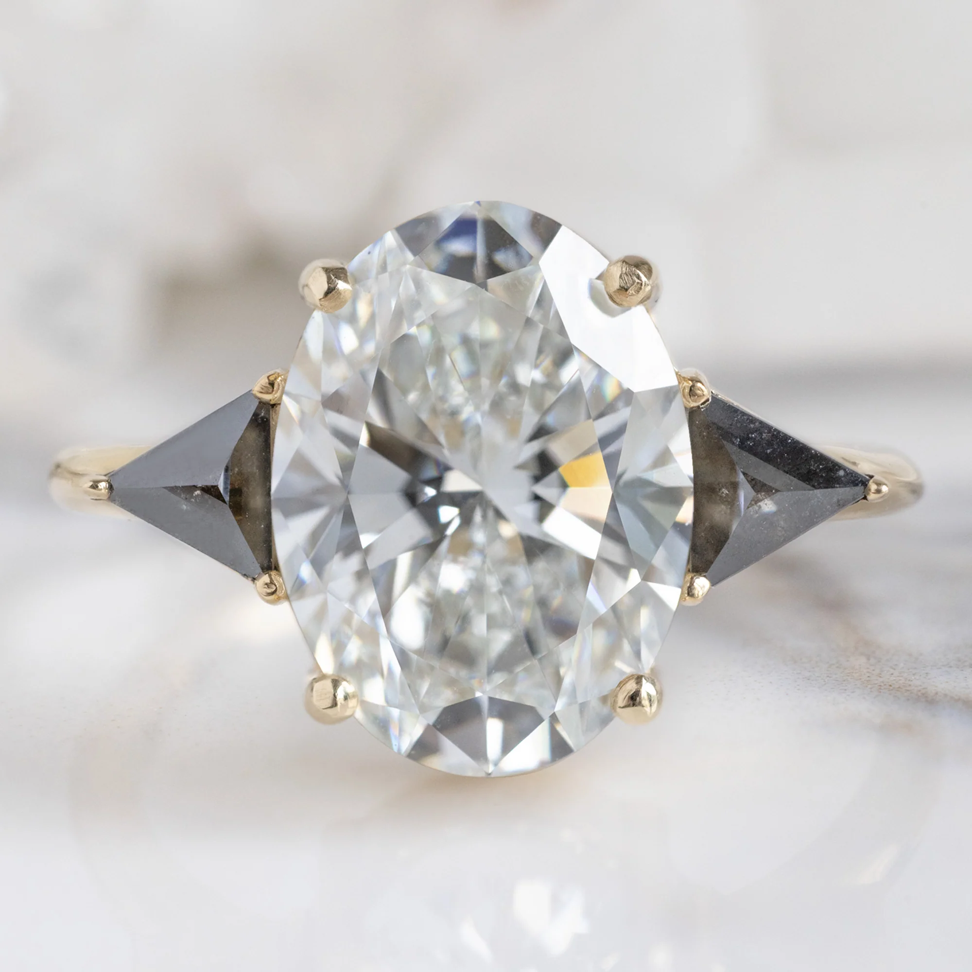 The Jade Ring | 3.39ct Oval Lab Grown White Diamond in 14K Yellow Gold