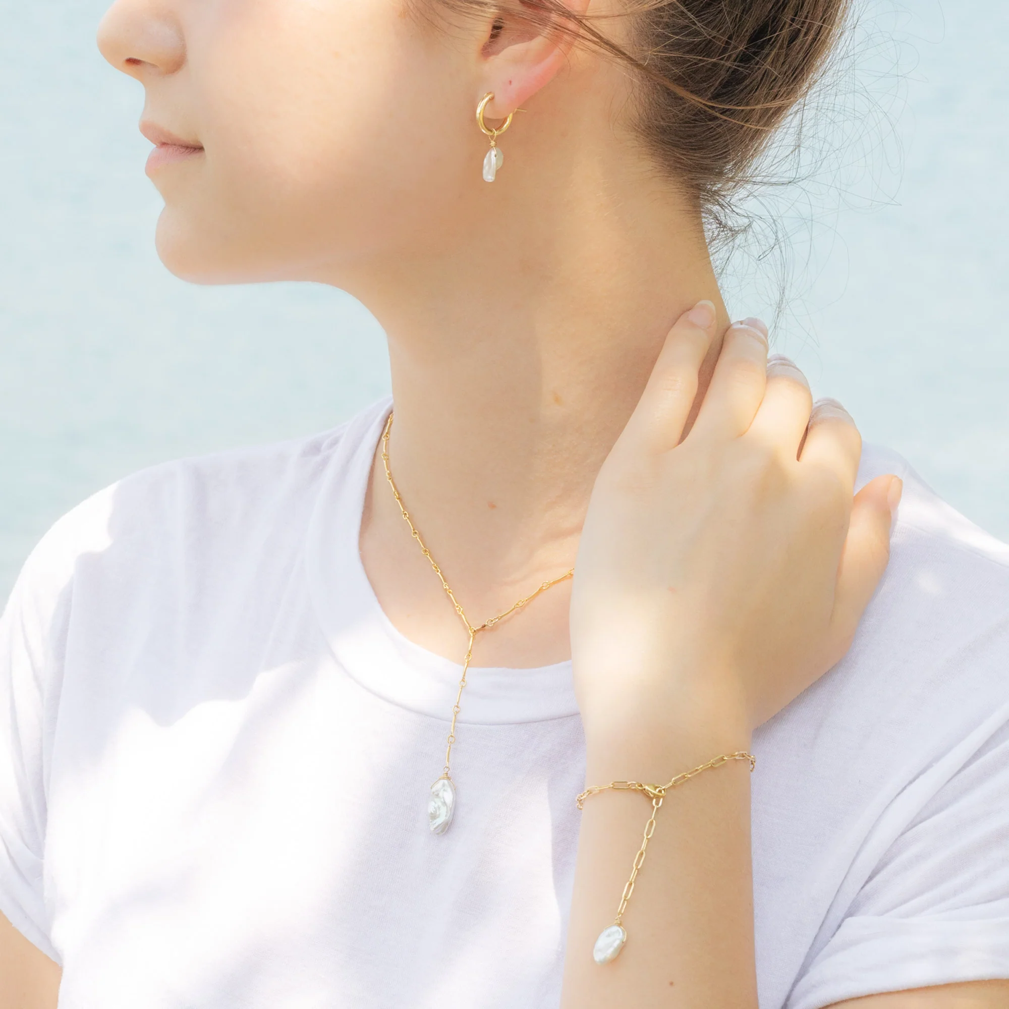 The Keshi Pearl Bracelet | Yellow, Rose or Sterling Silver - Image 7