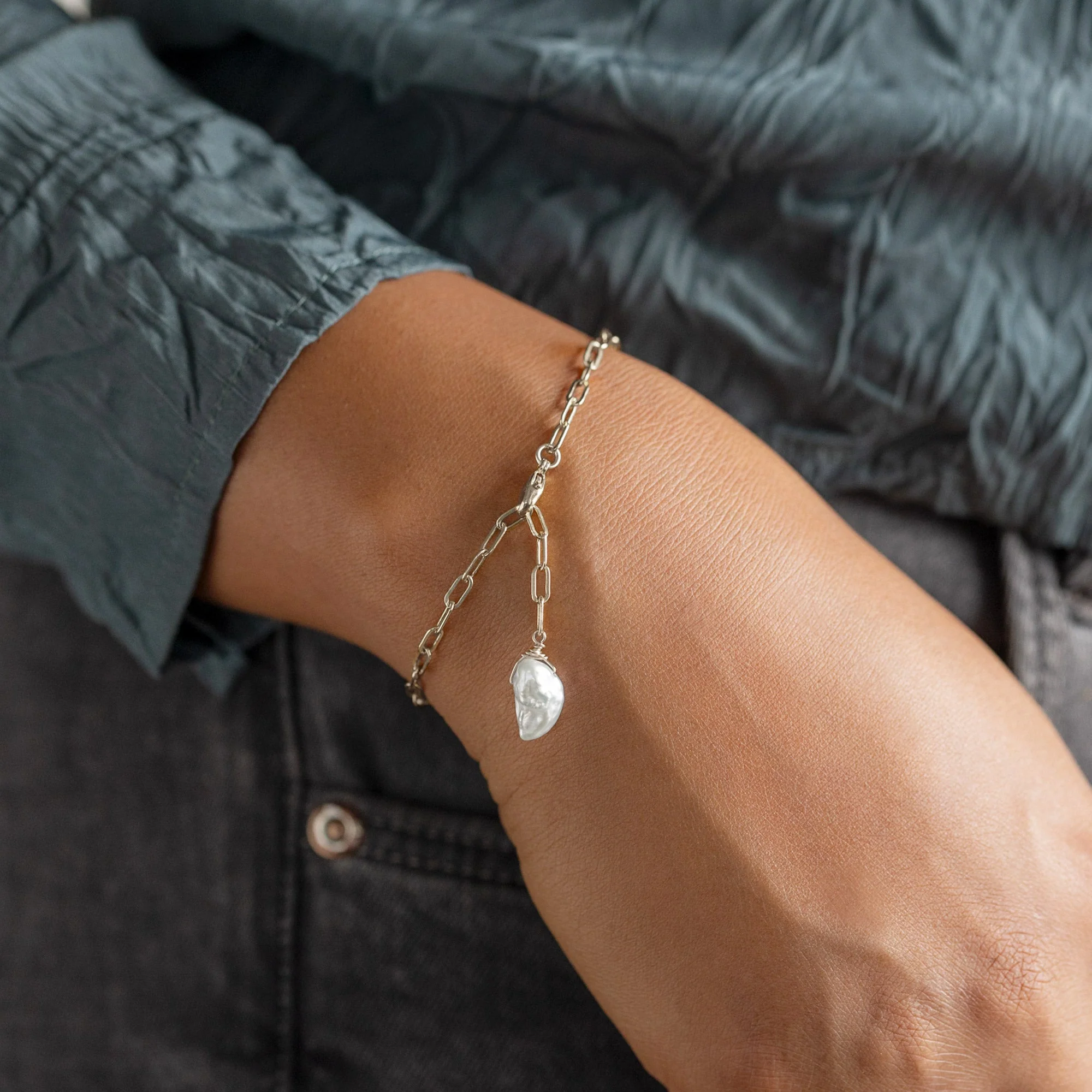 The Keshi Pearl Bracelet | Yellow, Rose or Sterling Silver - Image 9