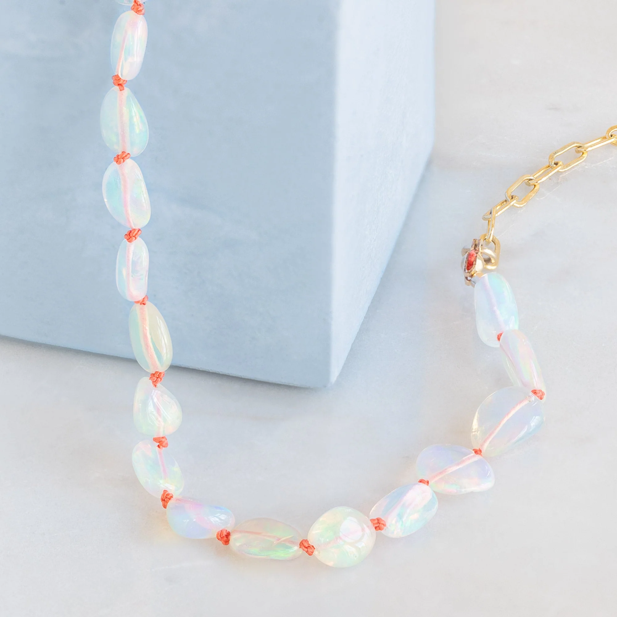 The Knotted Opal Necklace | Yellow Gold