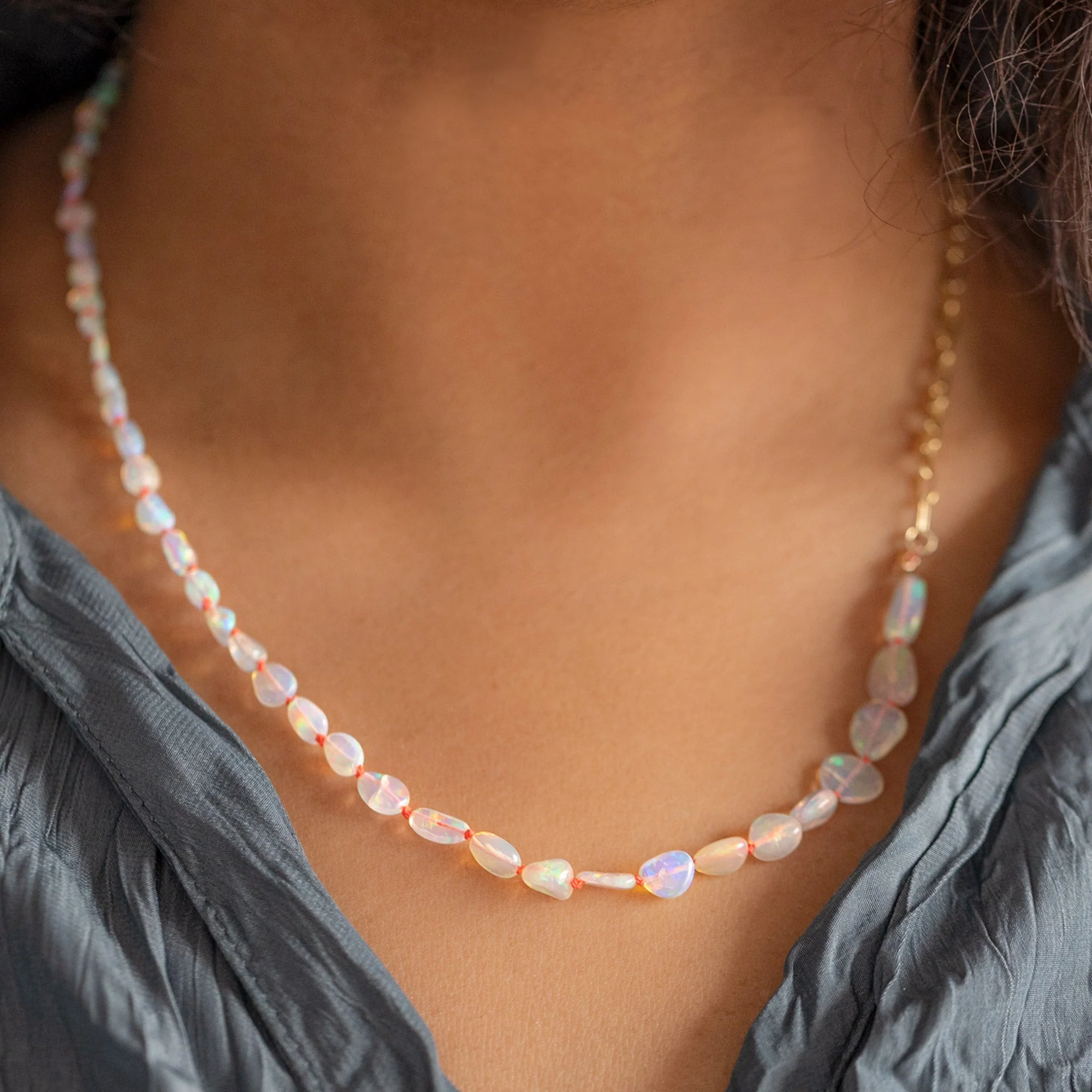 The Knotted Opal Necklace | Yellow Gold - Image 3
