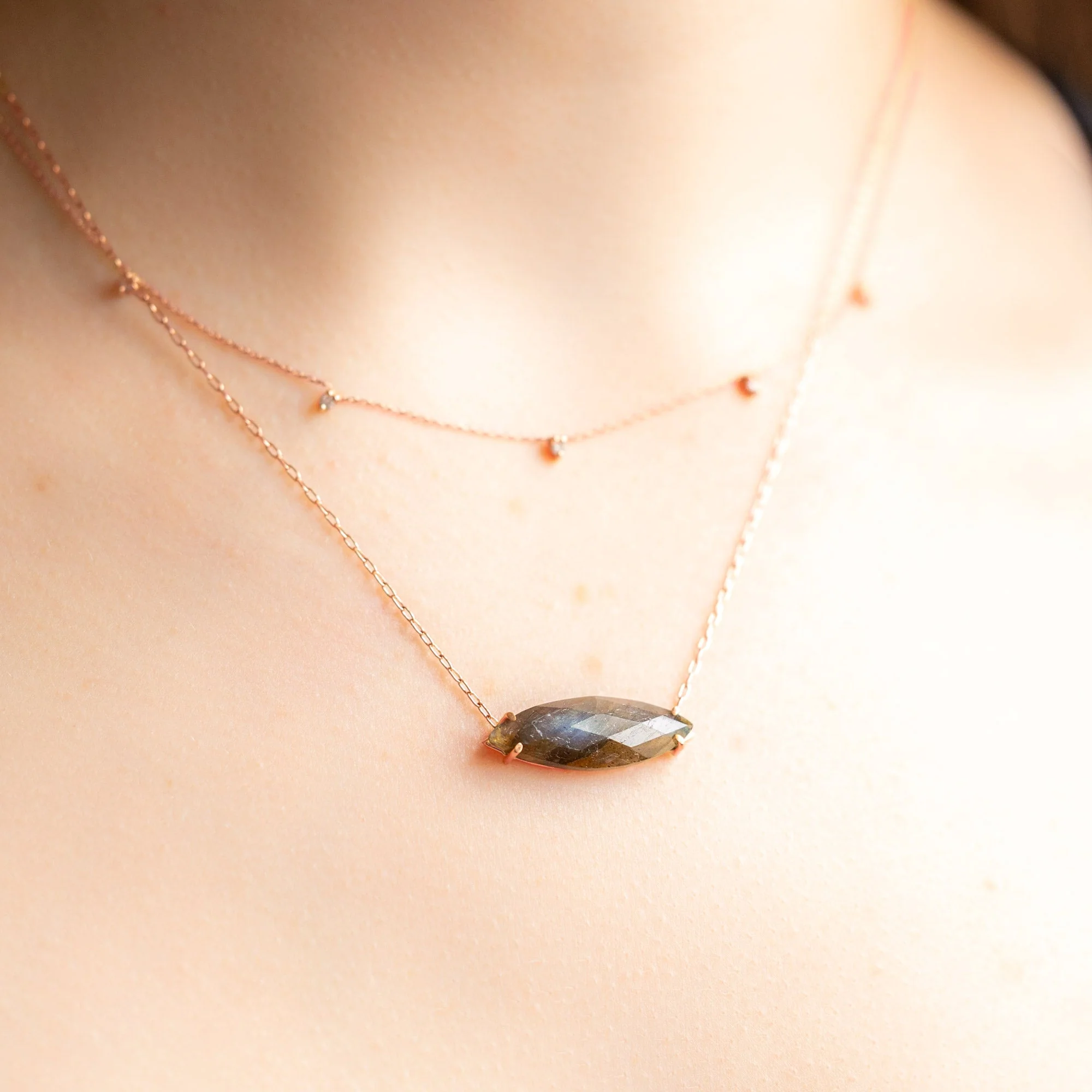 The Labradorite Marquise Necklace | Yellow, Rose or Sterling Silver - Image 6
