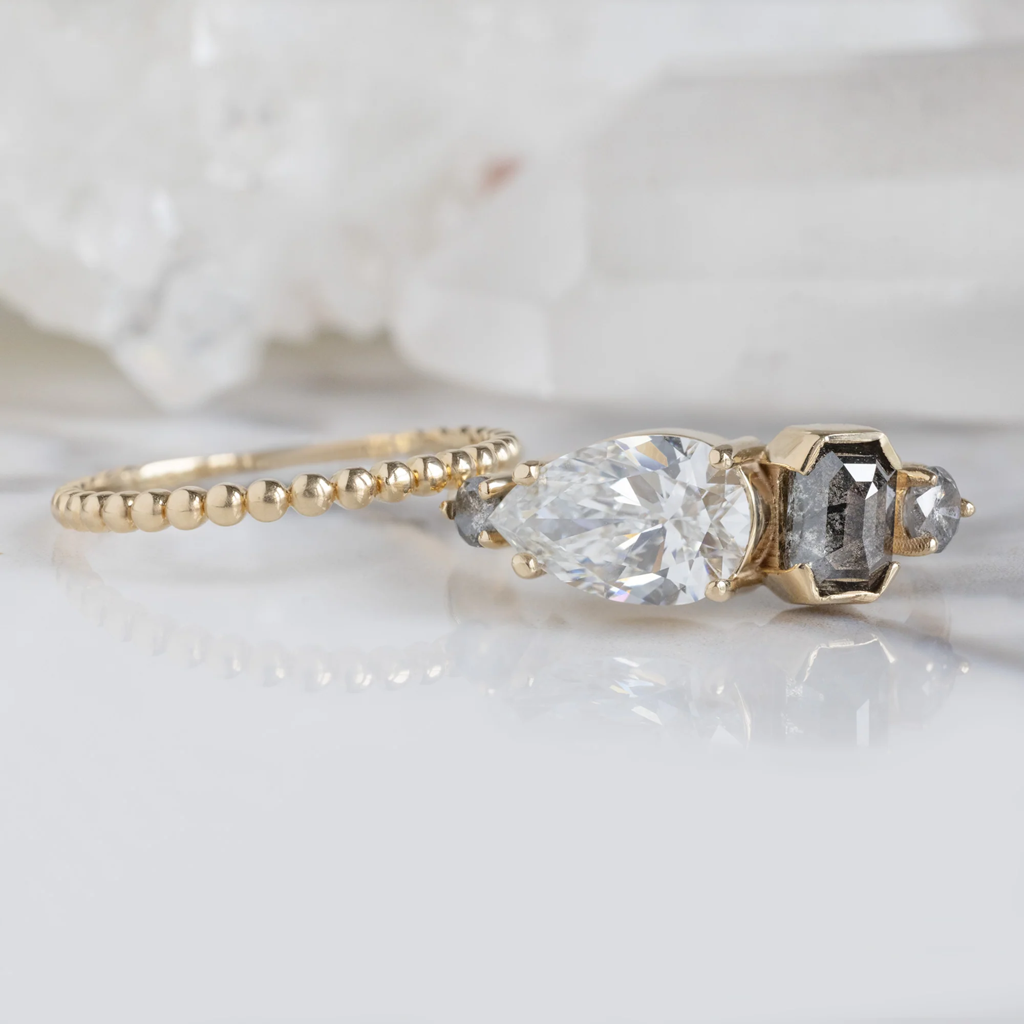 The Line Ring | 1.54ct Lab Grown Pear White Diamond in 14K Yellow Gold - Image 3