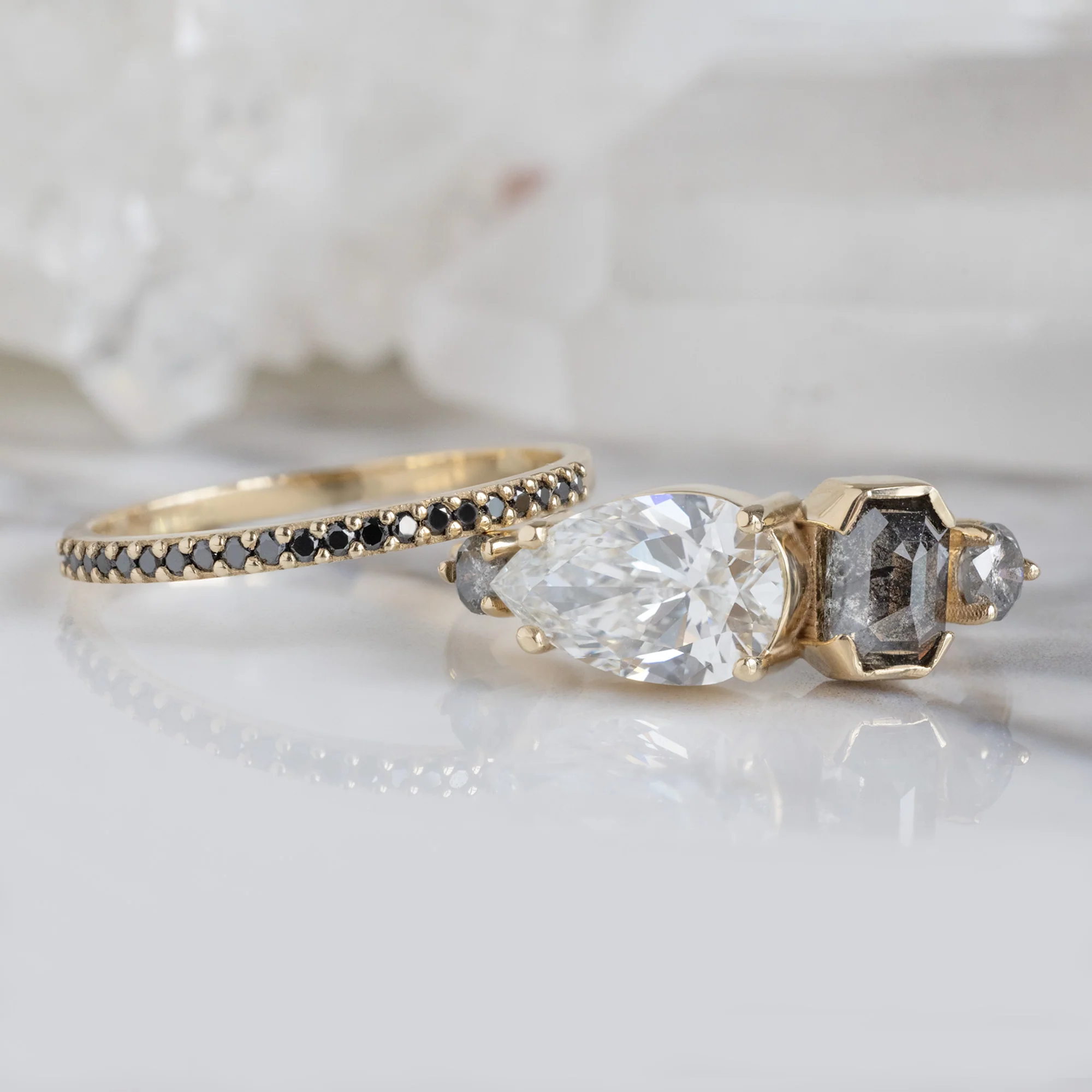 The Line Ring | 1.54ct Lab Grown Pear White Diamond in 14K Yellow Gold - Image 4