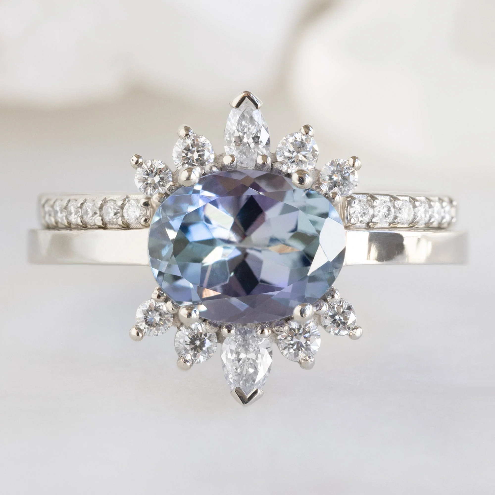 The Lotus Ring | 1.45ct Oval Tanzanite in 14K White Gold - Image 3