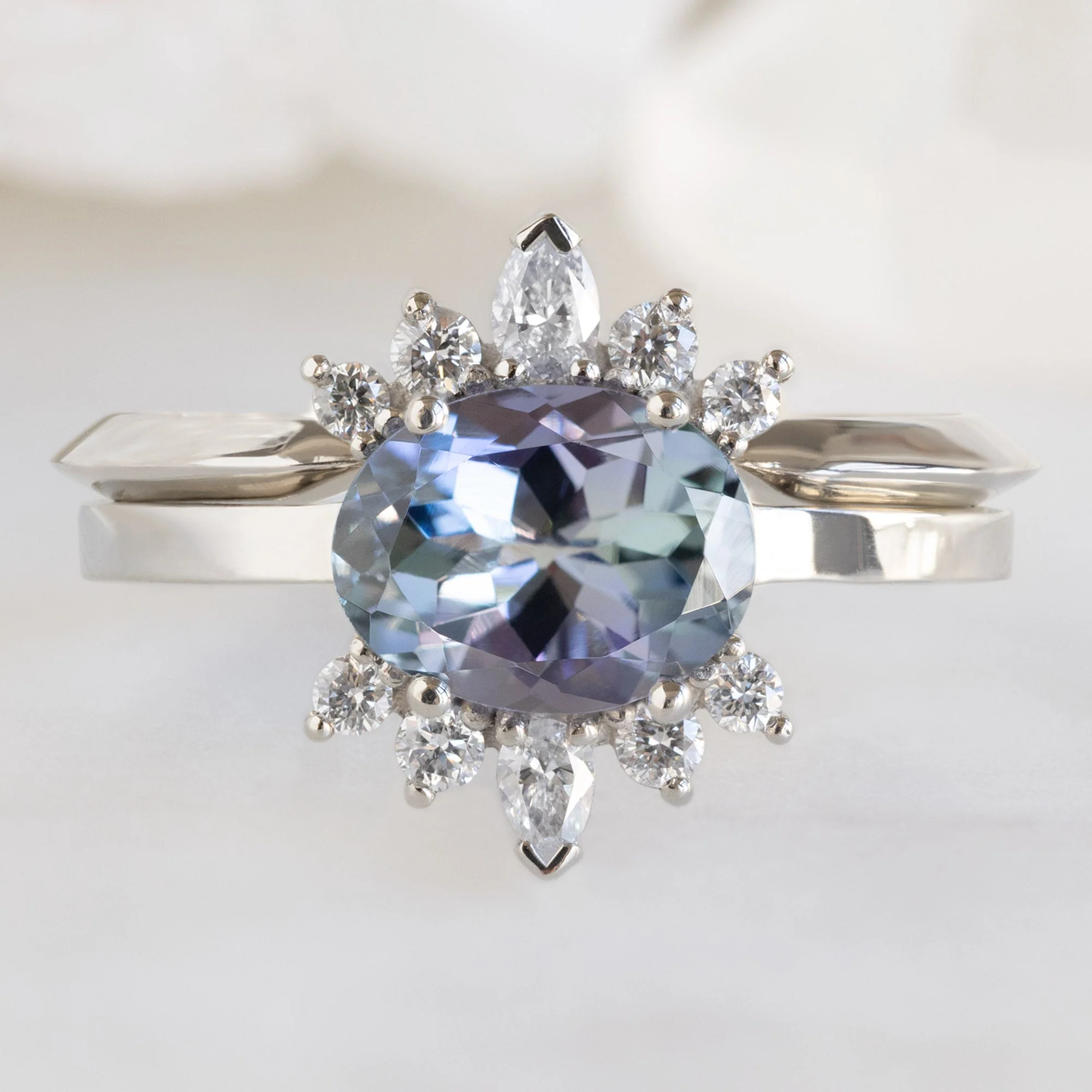 The Lotus Ring | 1.45ct Oval Tanzanite in 14K White Gold - Image 5