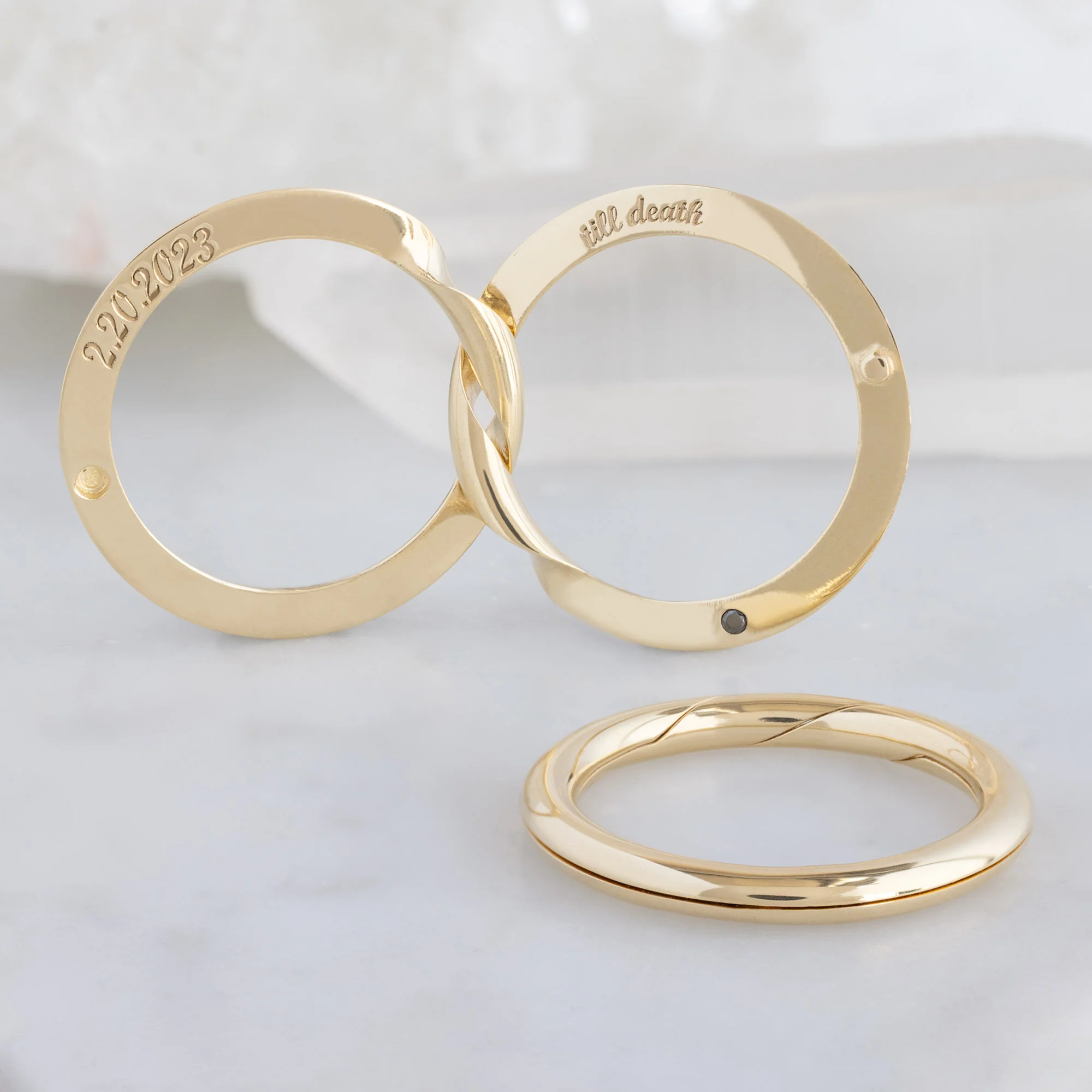 The Love Story Ring with a Black Diamond | Yellow Gold