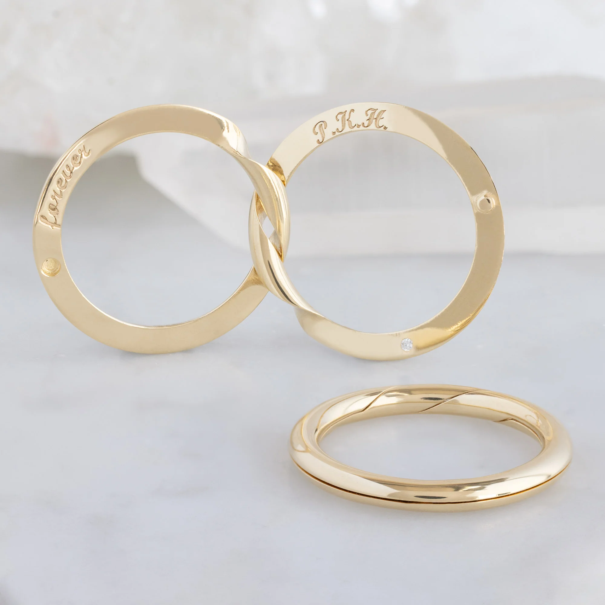 The Love Story Ring with a White Diamond | Yellow Gold