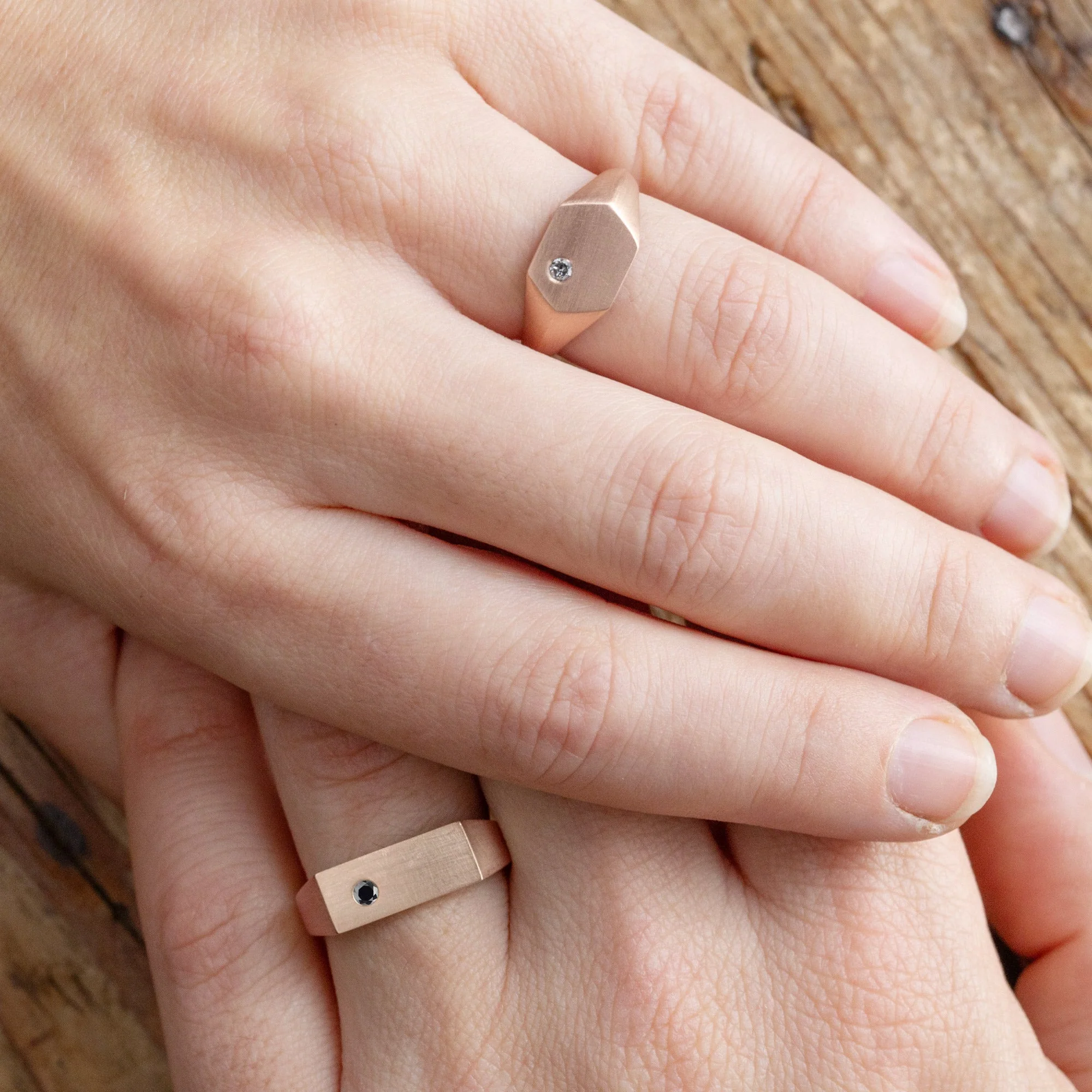 The Lune Black Diamond Signet Ring | Yellow, Rose or White Gold - Image 3