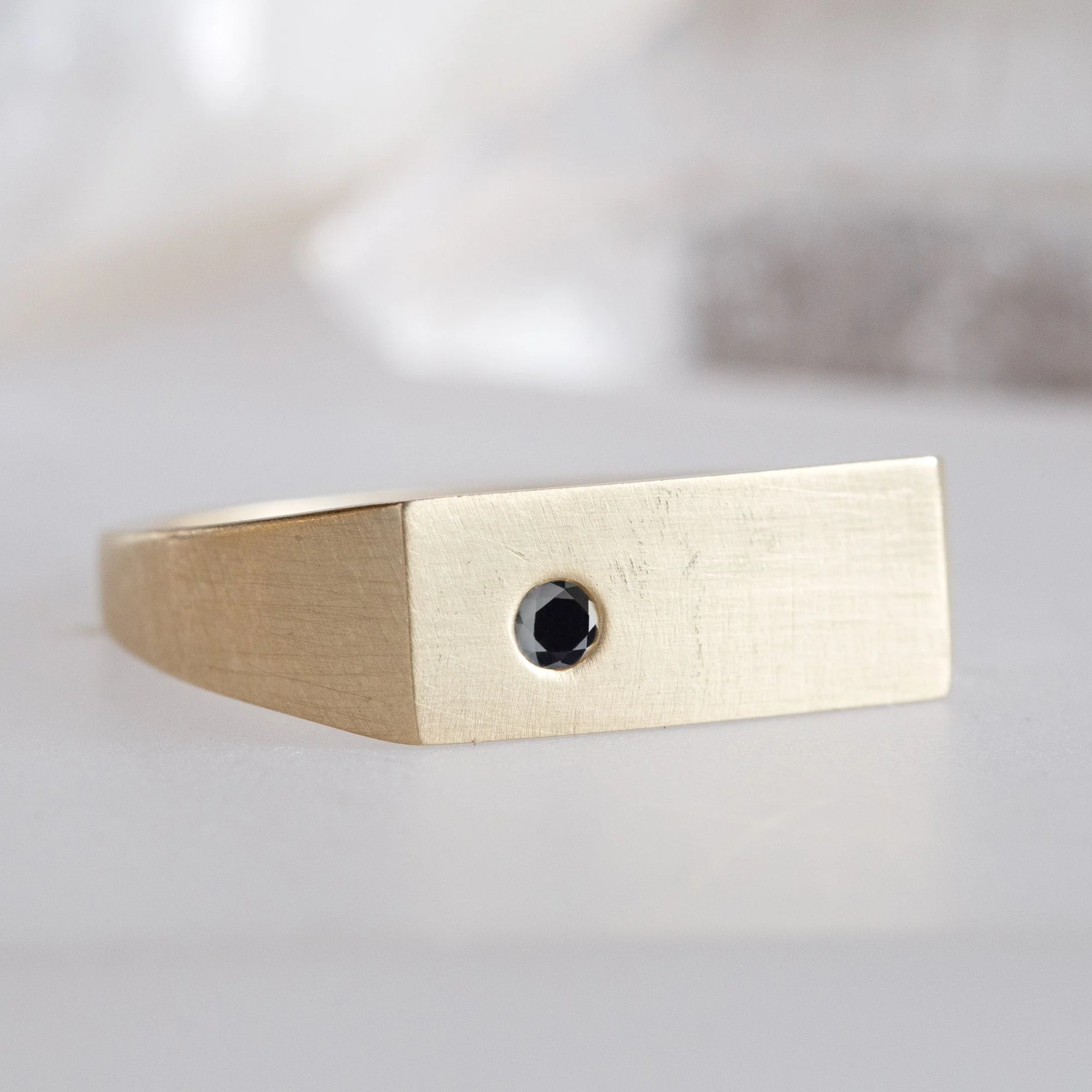 The Lune Black Diamond Signet Ring | Yellow, Rose or White Gold - Image 5