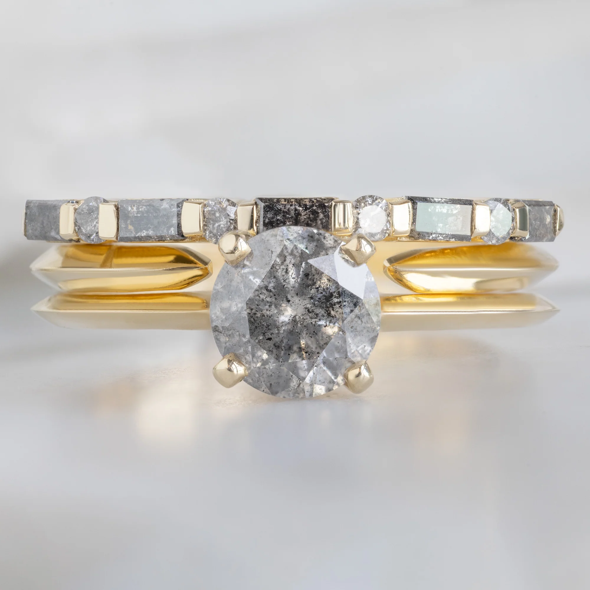 The Luxe Baguette Salt and Pepper Diamond Eternity Band | Yellow, Rose or White Gold - Image 7