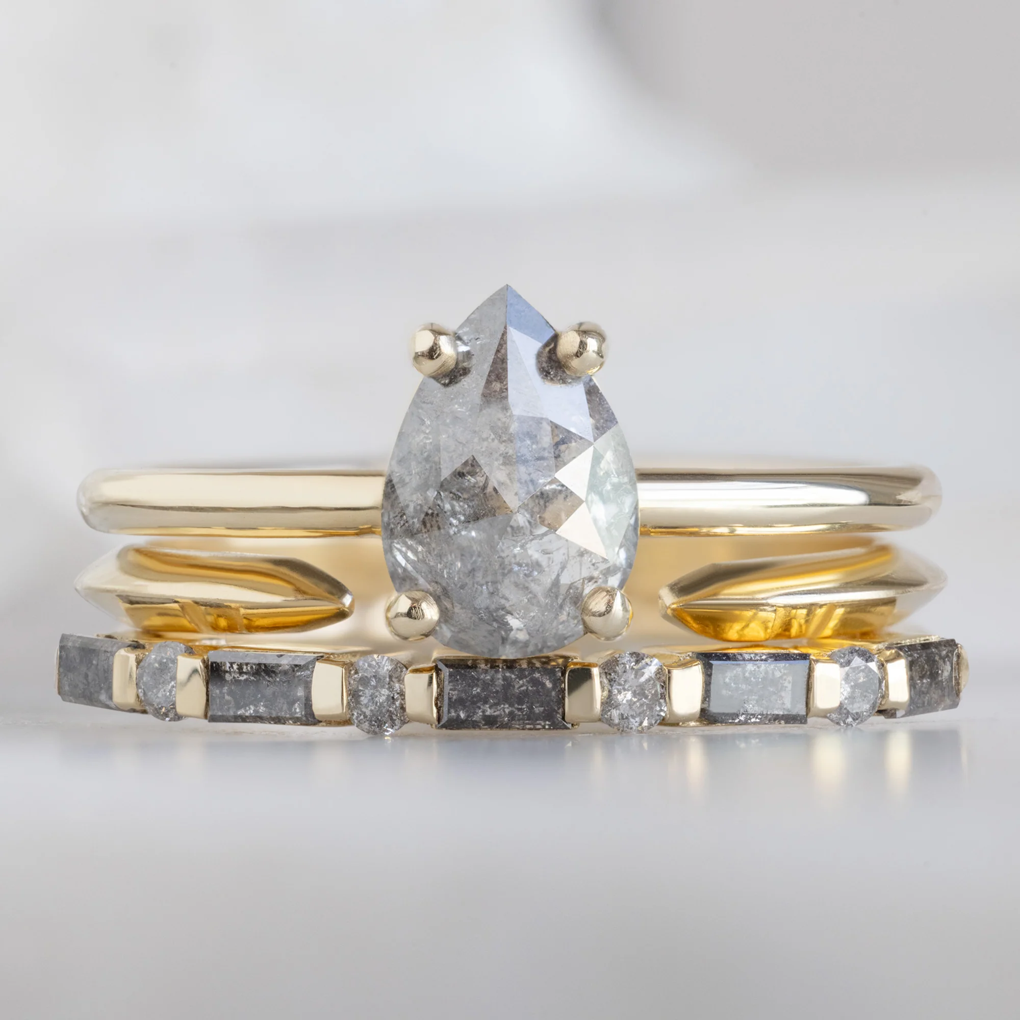 The Luxe Baguette Salt and Pepper Diamond Eternity Band | Yellow, Rose or White Gold - Image 8
