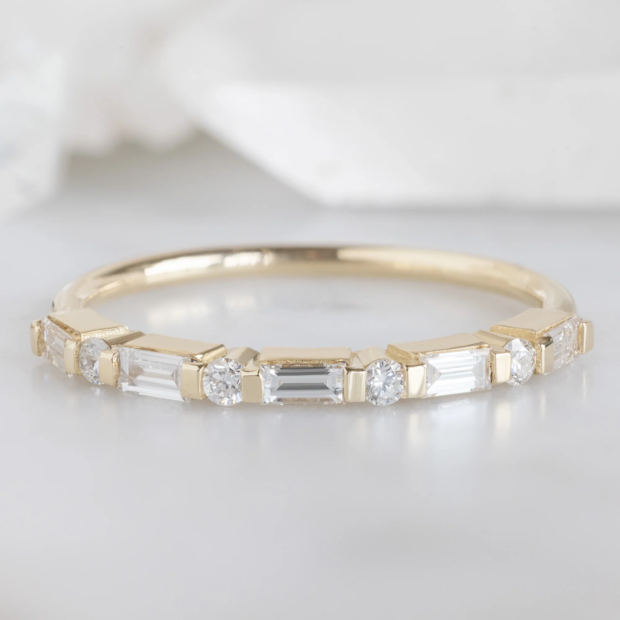 The Luxe Baguette White Diamond Eternity Band | Yellow, Rose or White Gold