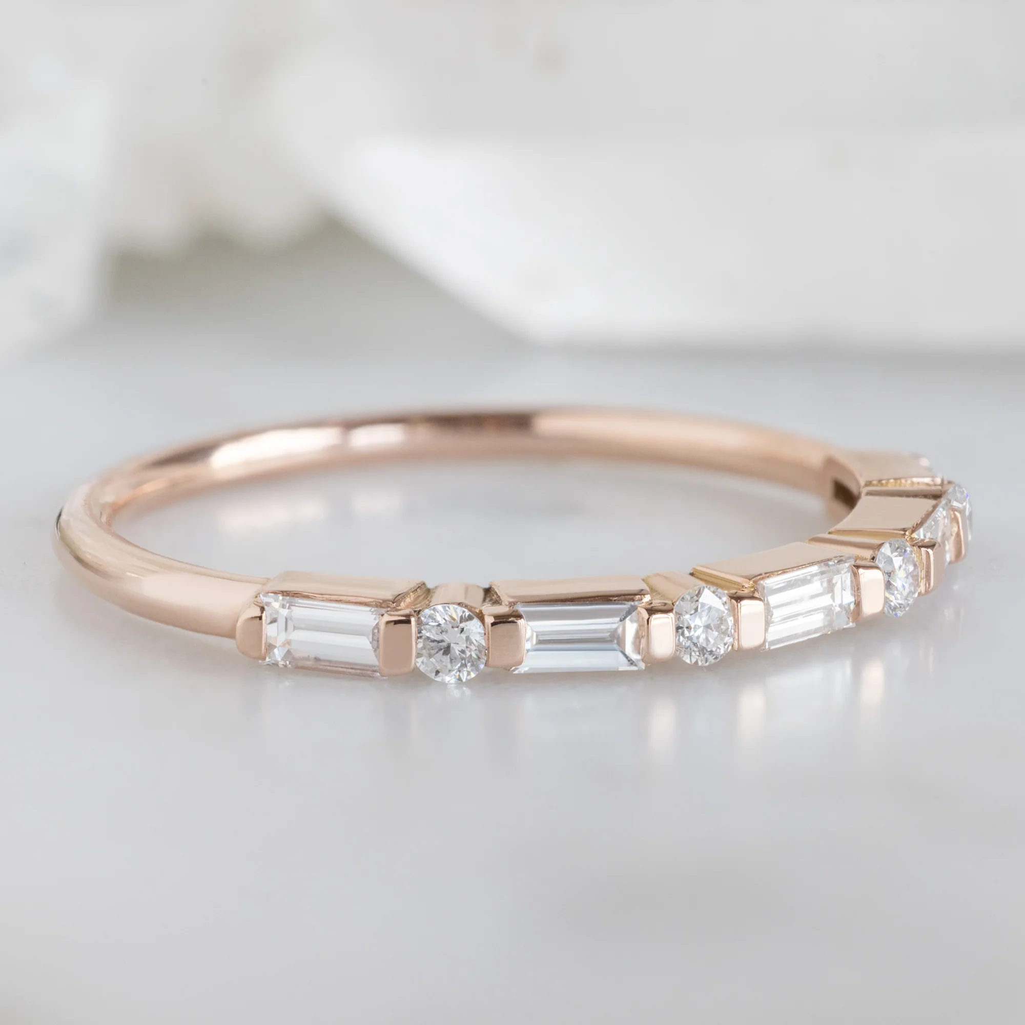 The Luxe Baguette White Diamond Eternity Band | Yellow, Rose or White Gold - Image 5