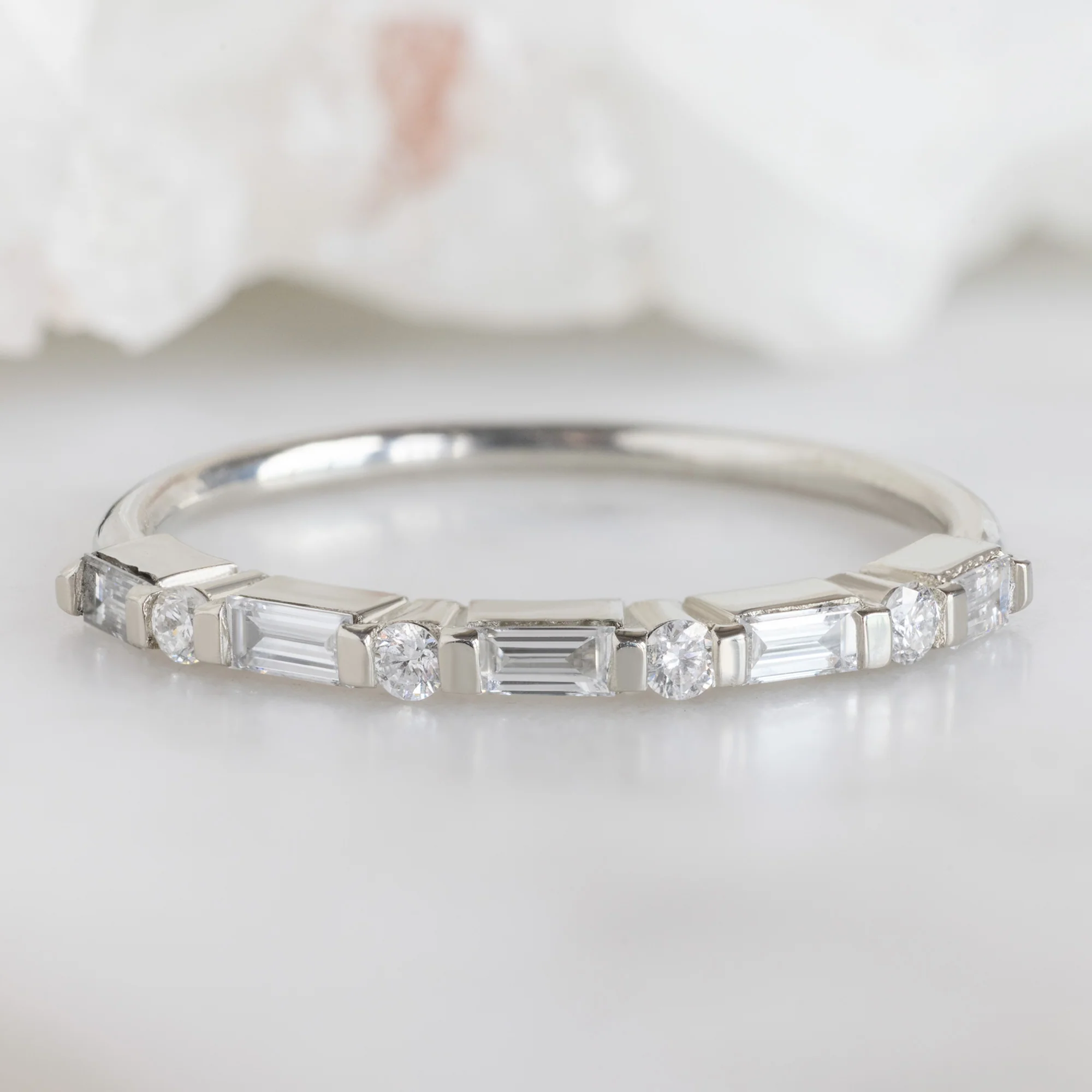 The Luxe Baguette White Diamond Eternity Band | Yellow, Rose or White Gold - Image 9