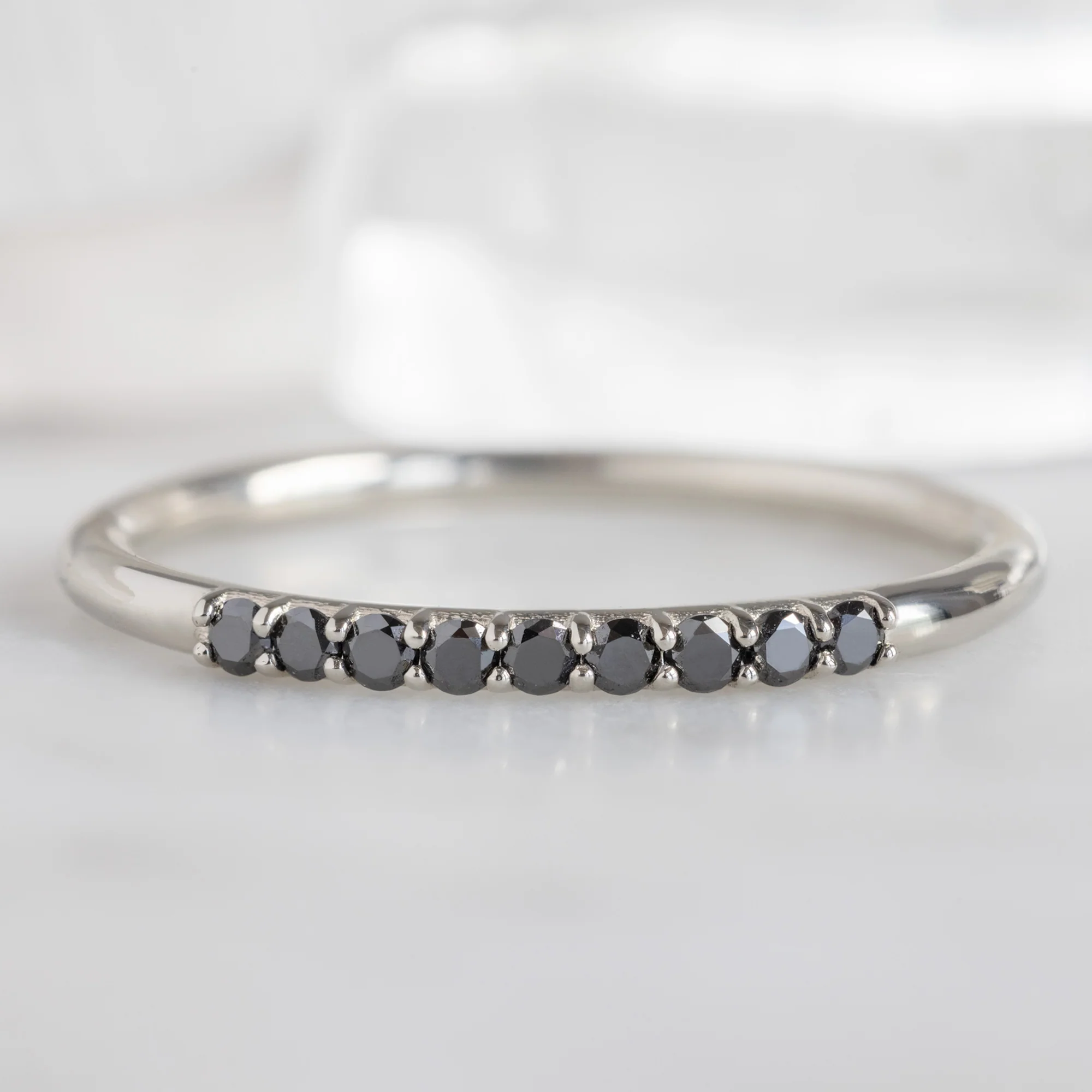 The Luxe Black Diamond Pavé Wedding Band | Yellow, Rose or White Gold - Image 10