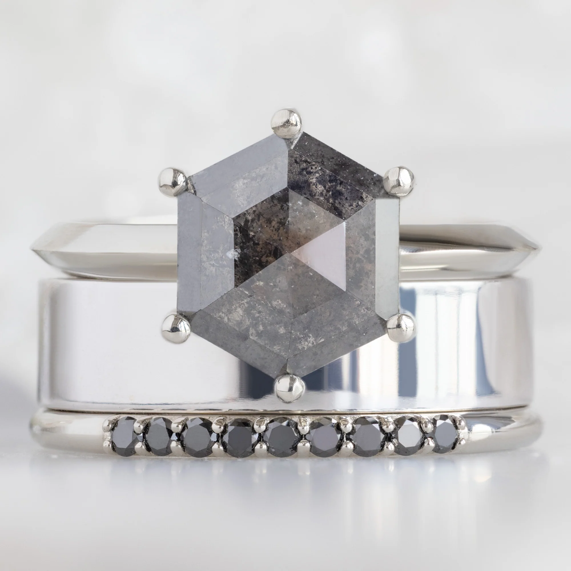 The Luxe Black Diamond Pavé Wedding Band | Yellow, Rose or White Gold - Image 11