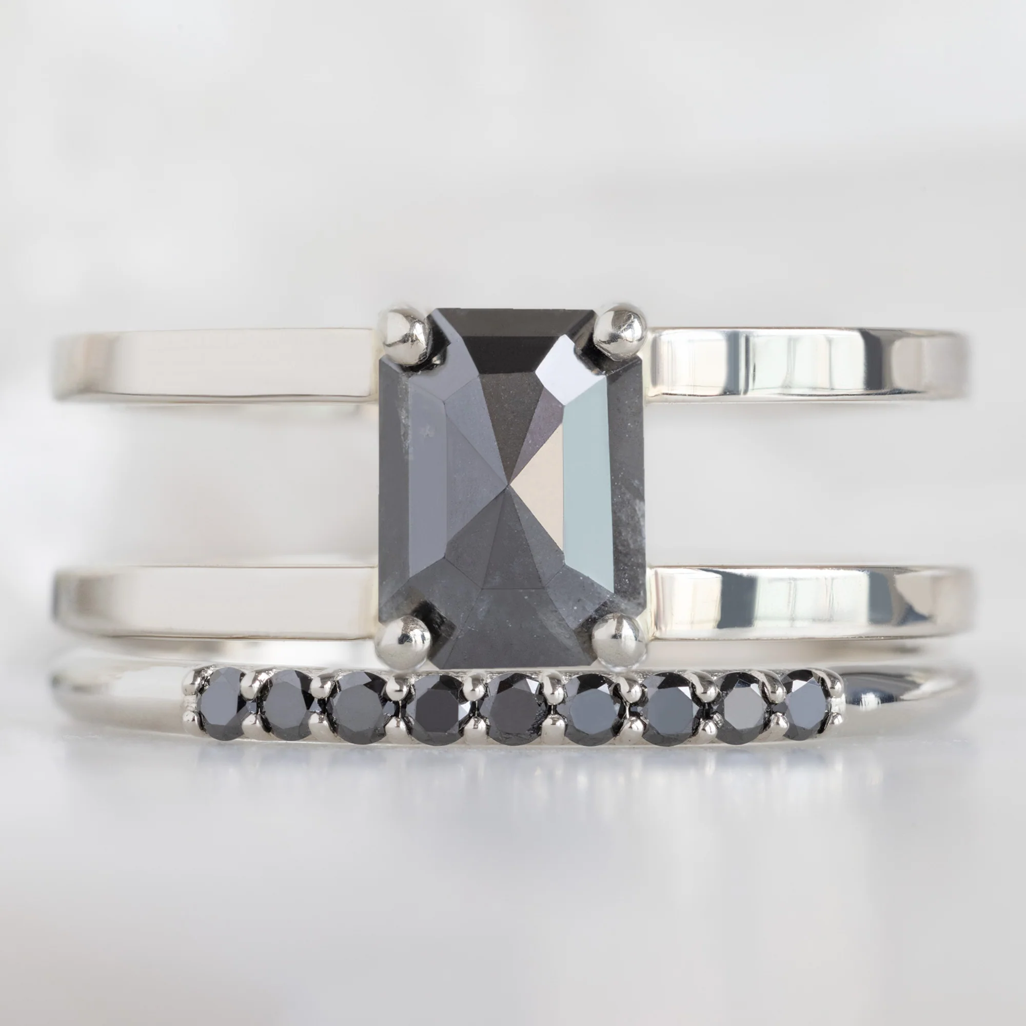 The Luxe Black Diamond Pavé Wedding Band | Yellow, Rose or White Gold - Image 12