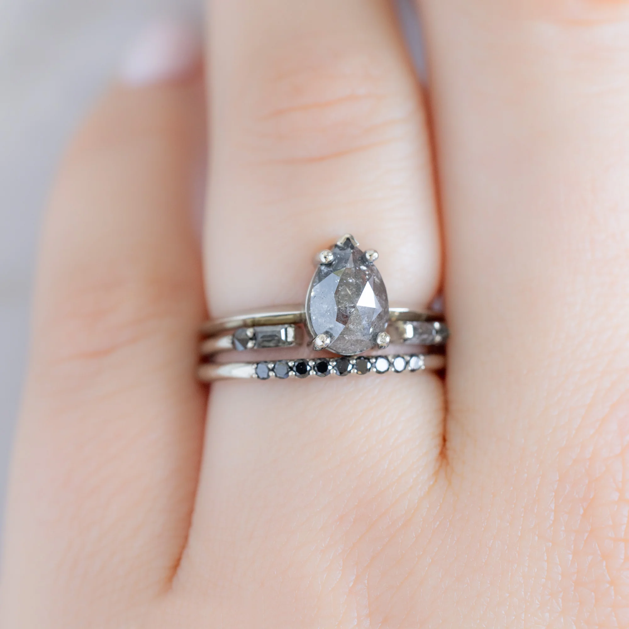 The Luxe Black Diamond Pavé Wedding Band | Yellow, Rose or White Gold - Image 13