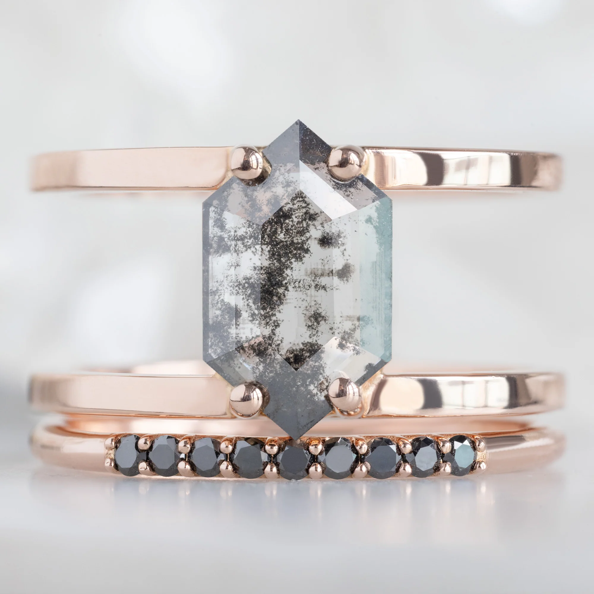 The Luxe Black Diamond Pavé Wedding Band | Yellow, Rose or White Gold - Image 4