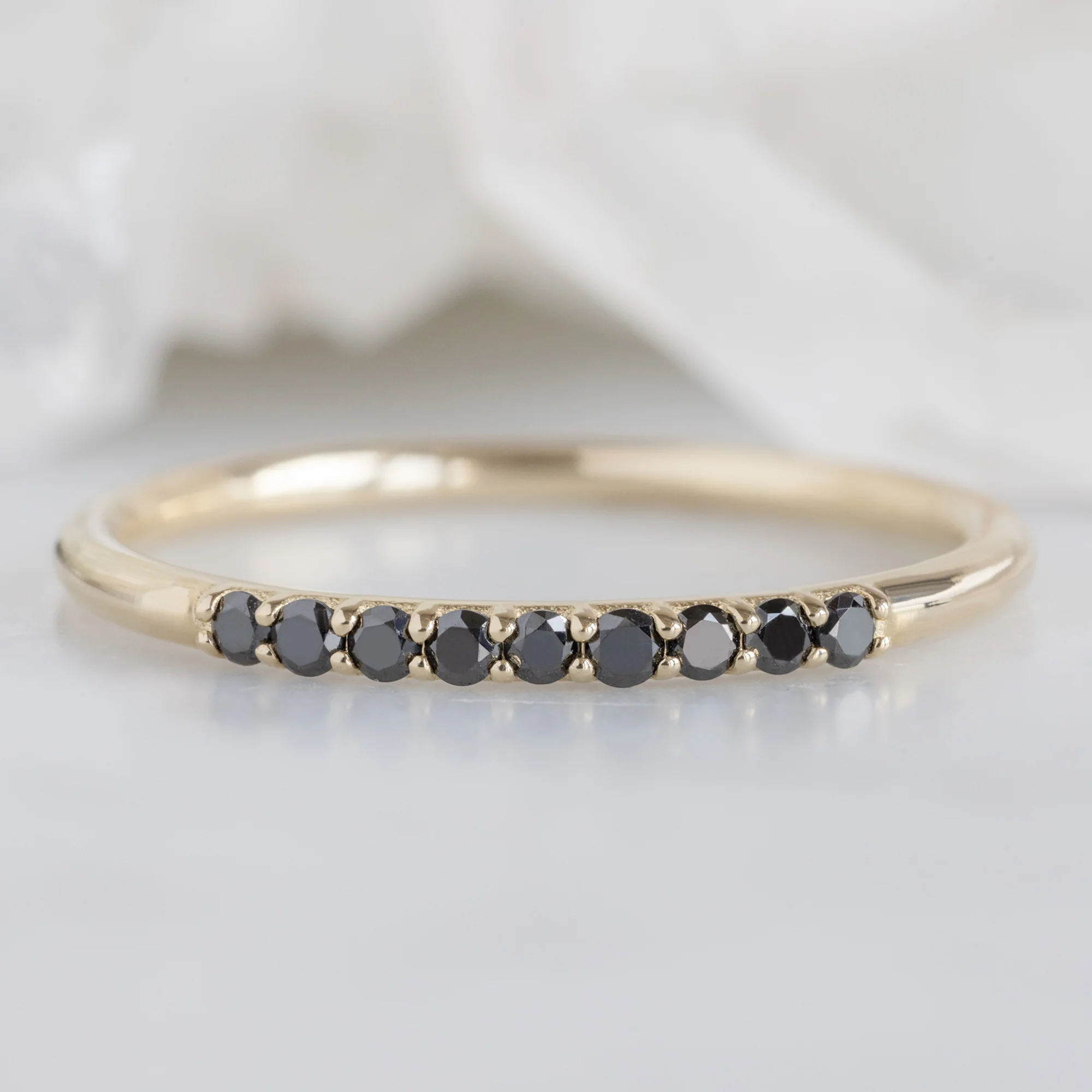 The Luxe Black Diamond Pavé Wedding Band | Yellow, Rose or White Gold - Image 5