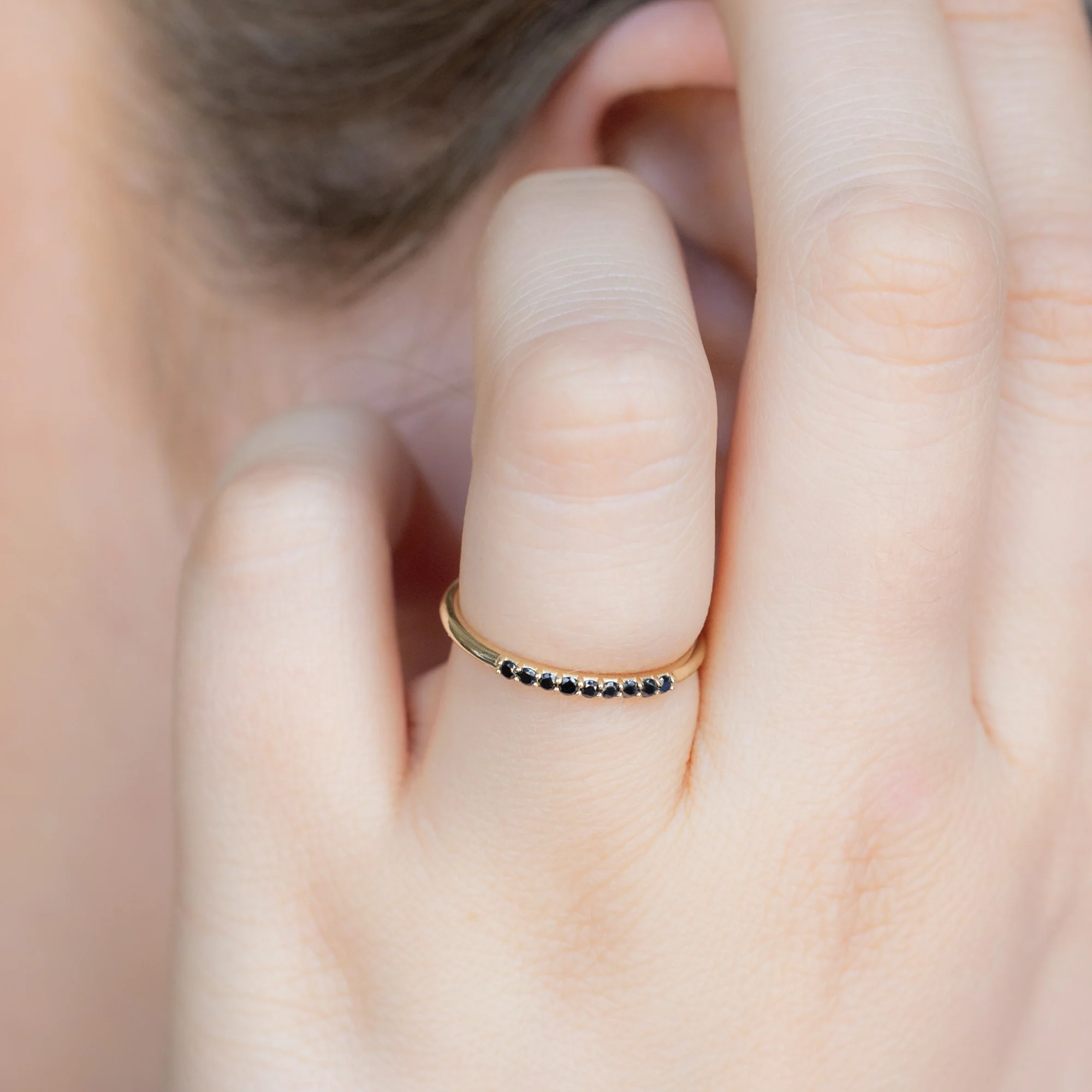 The Luxe Black Diamond Pavé Wedding Band | Yellow, Rose or White Gold - Image 6