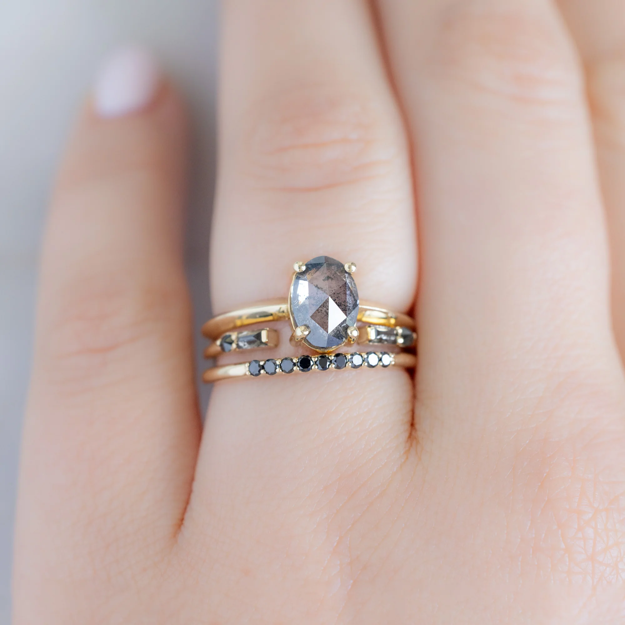 The Luxe Black Diamond Pavé Wedding Band | Yellow, Rose or White Gold - Image 8