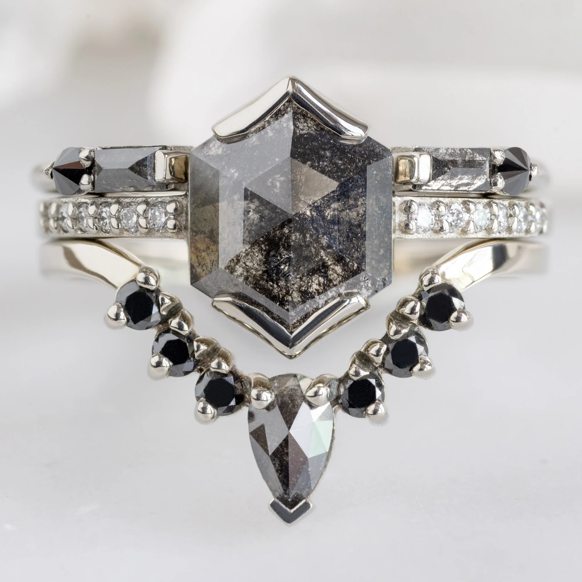 The Luxe Open Cuff Baguette Black Diamond Stacking Band | Yellow, Rose or White Gold - Image 11