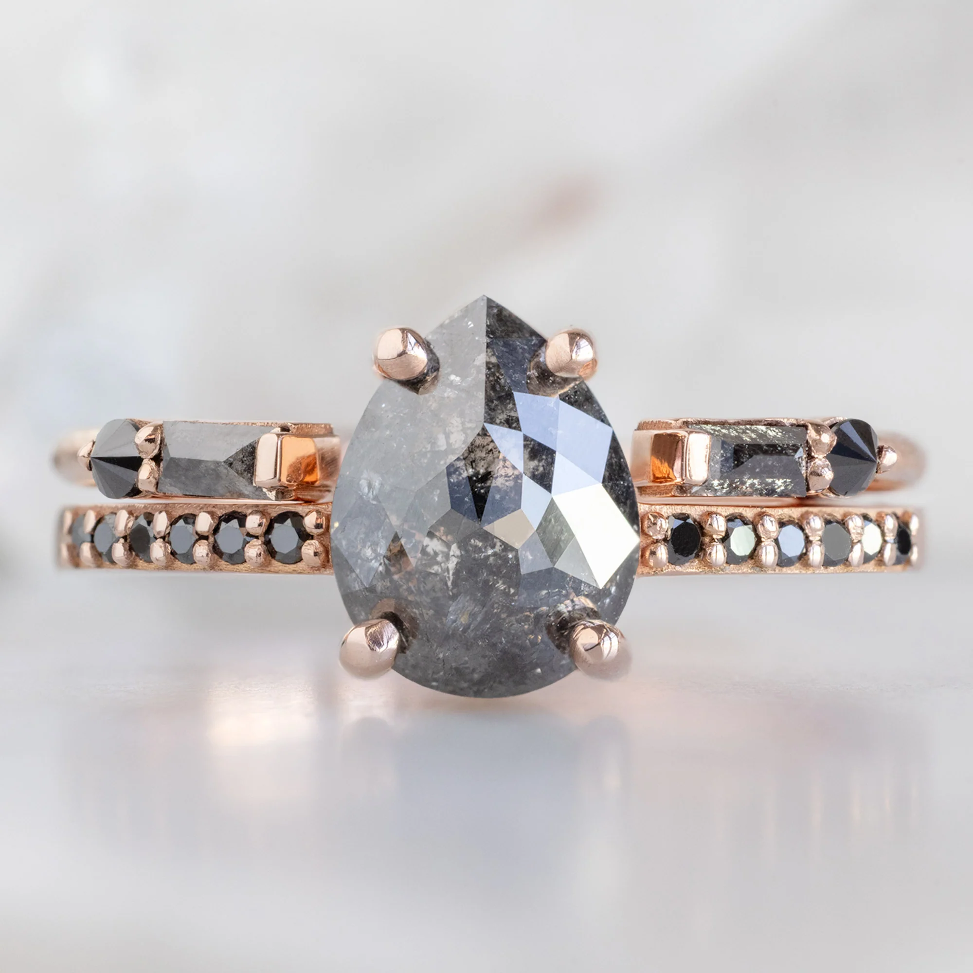 The Luxe Open Cuff Baguette Black Diamond Stacking Band | Yellow, Rose or White Gold - Image 6