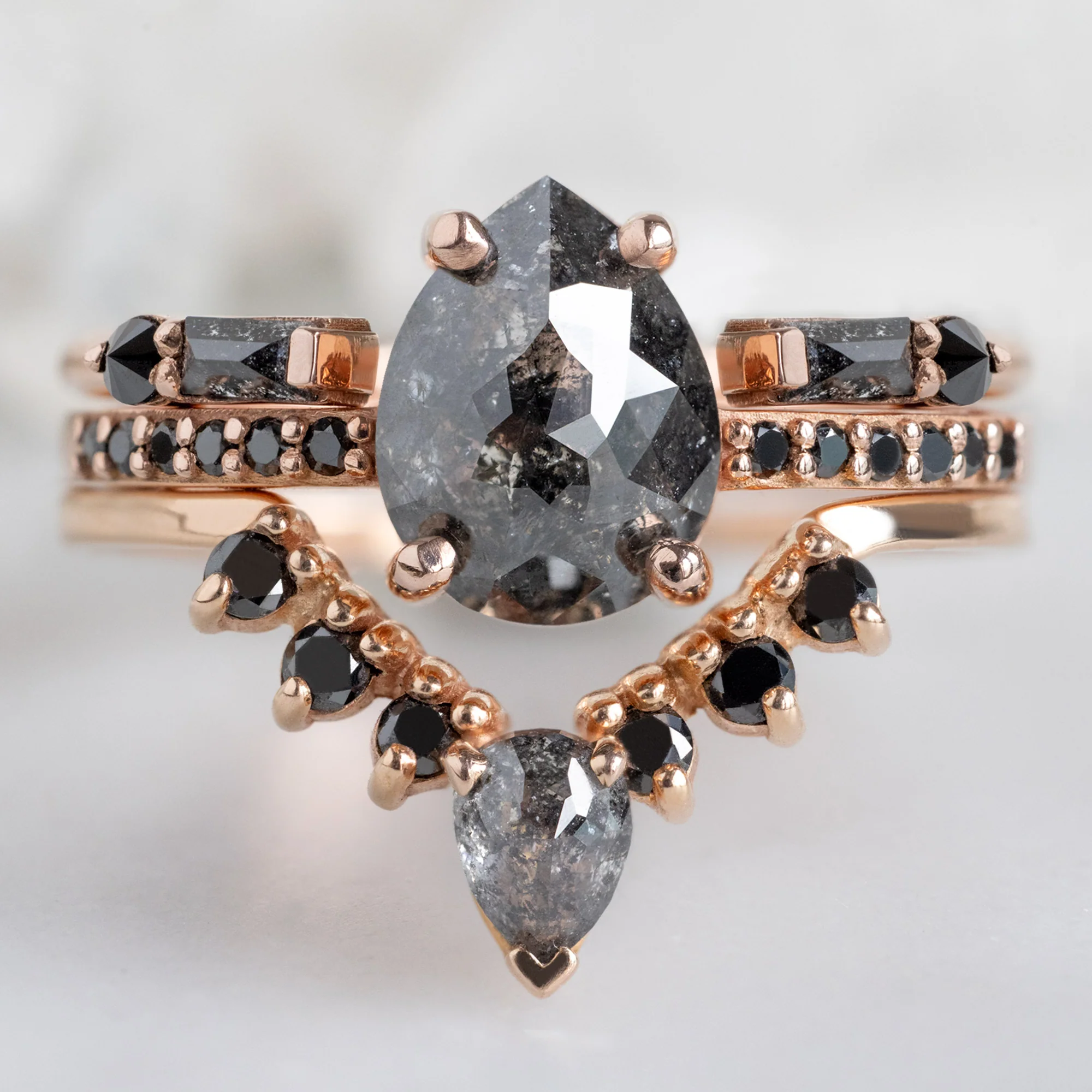 The Luxe Open Cuff Baguette Black Diamond Stacking Band | Yellow, Rose or White Gold - Image 7