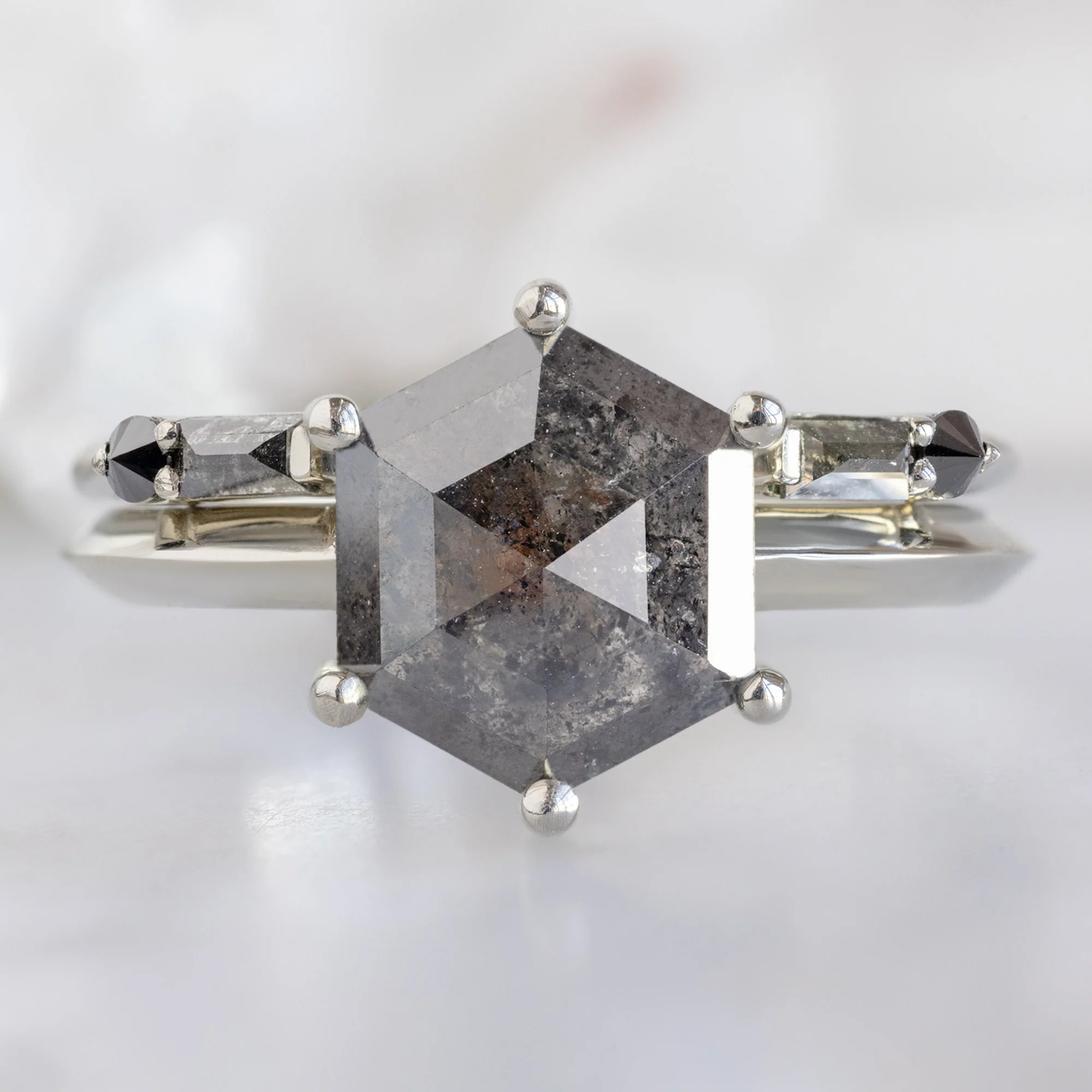 The Luxe Open Cuff Baguette Black Diamond Stacking Band | Yellow, Rose or White Gold - Image 9