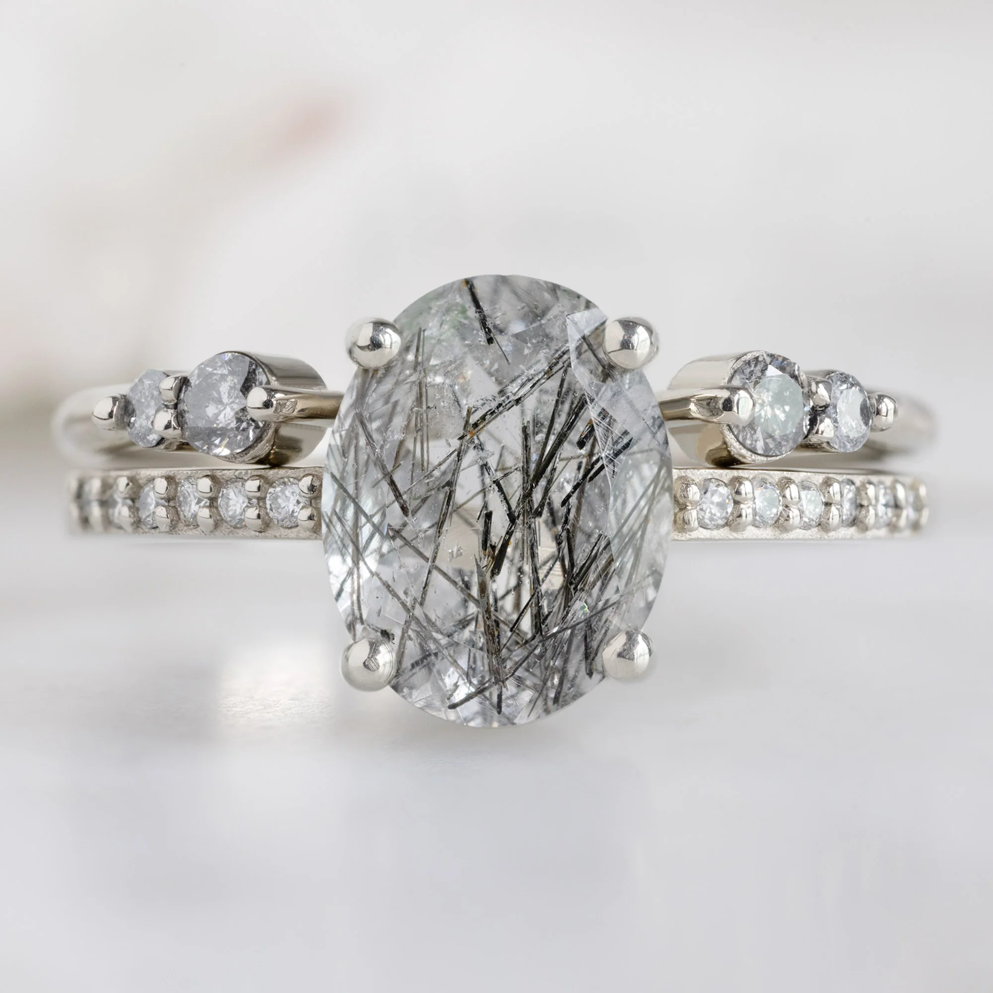 The Luxe Open Cuff Round Salt and Pepper Diamond Stacking Band | Yellow, Rose or White Gold - Image 6