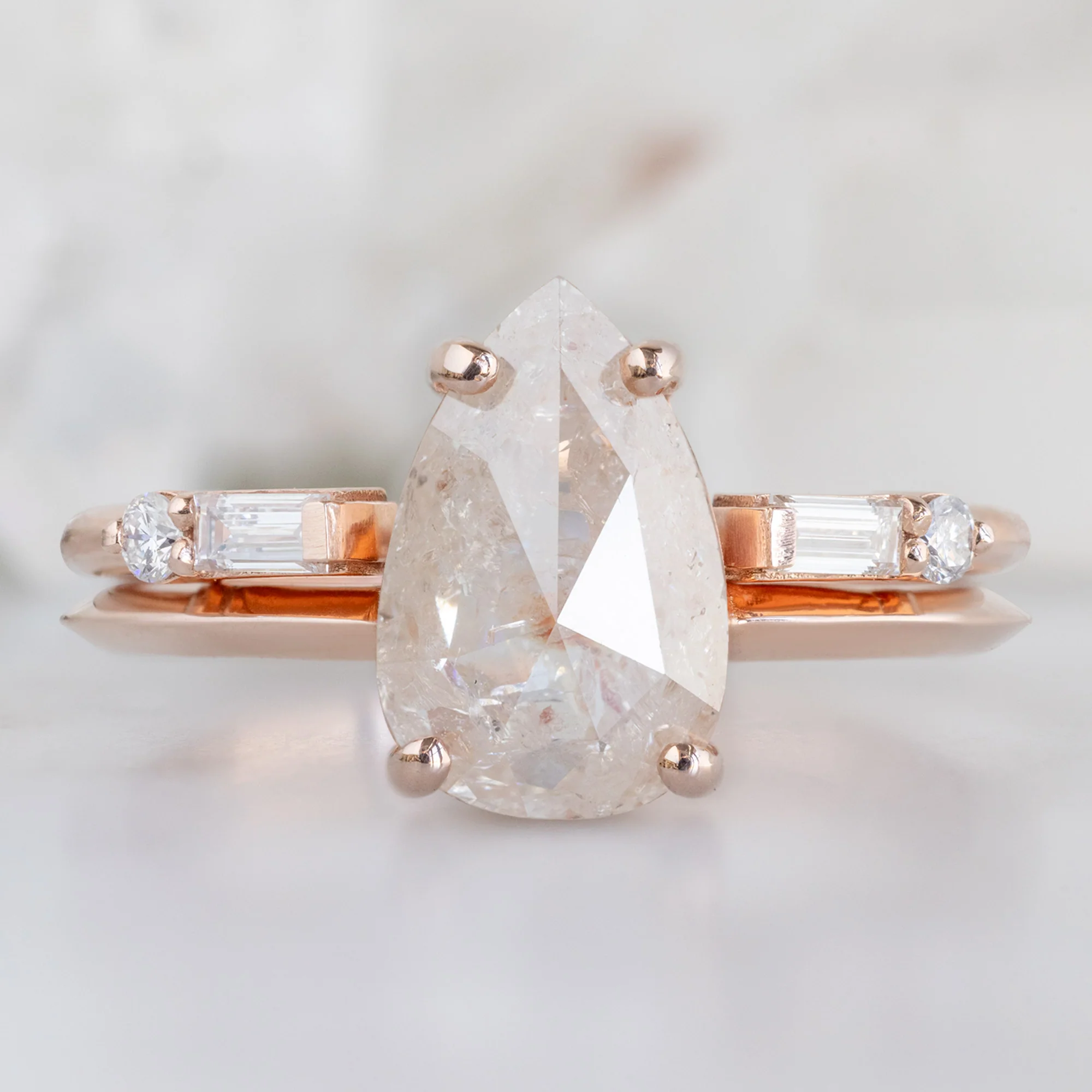 The Luxe Open Cuff Baguette White Diamond Stacking Band | Yellow, Rose or White Gold - Image 12