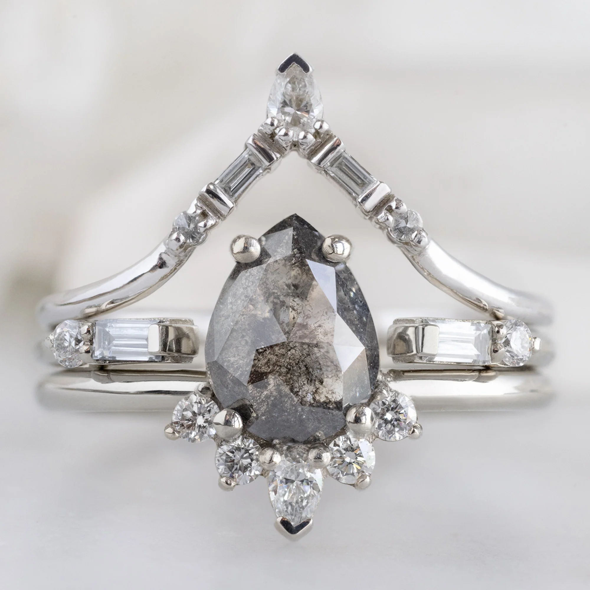 The Luxe Open Cuff Baguette White Diamond Stacking Band | Yellow, Rose or White Gold - Image 6