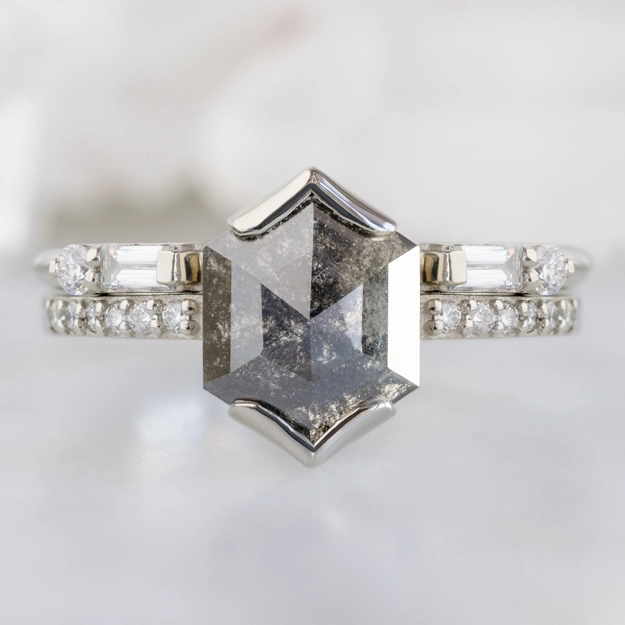 The Luxe Open Cuff Baguette White Diamond Stacking Band | Yellow, Rose or White Gold - Image 8