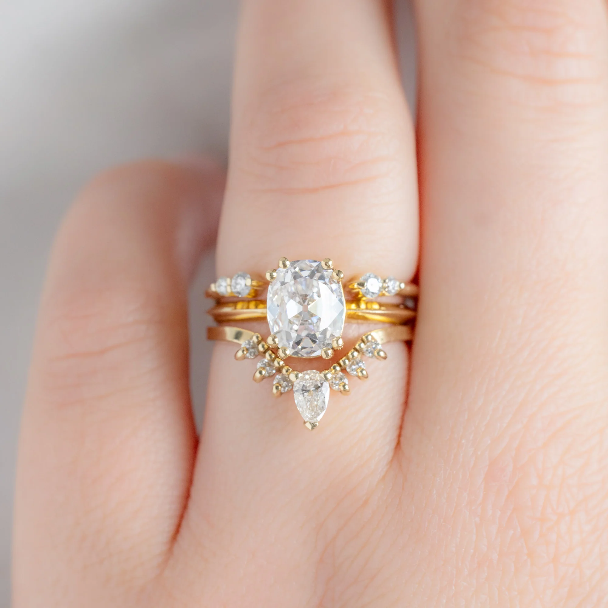 The Luxe Open Cuff Round White Diamond Stacking Band | Yellow, Rose or White Gold - Image 3