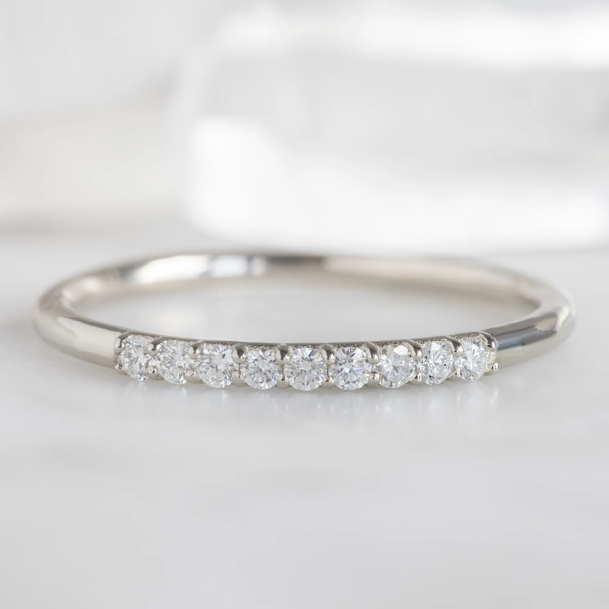 The Luxe White Diamond Pavé Wedding Band | Yellow, Rose or White Gold - Image 10