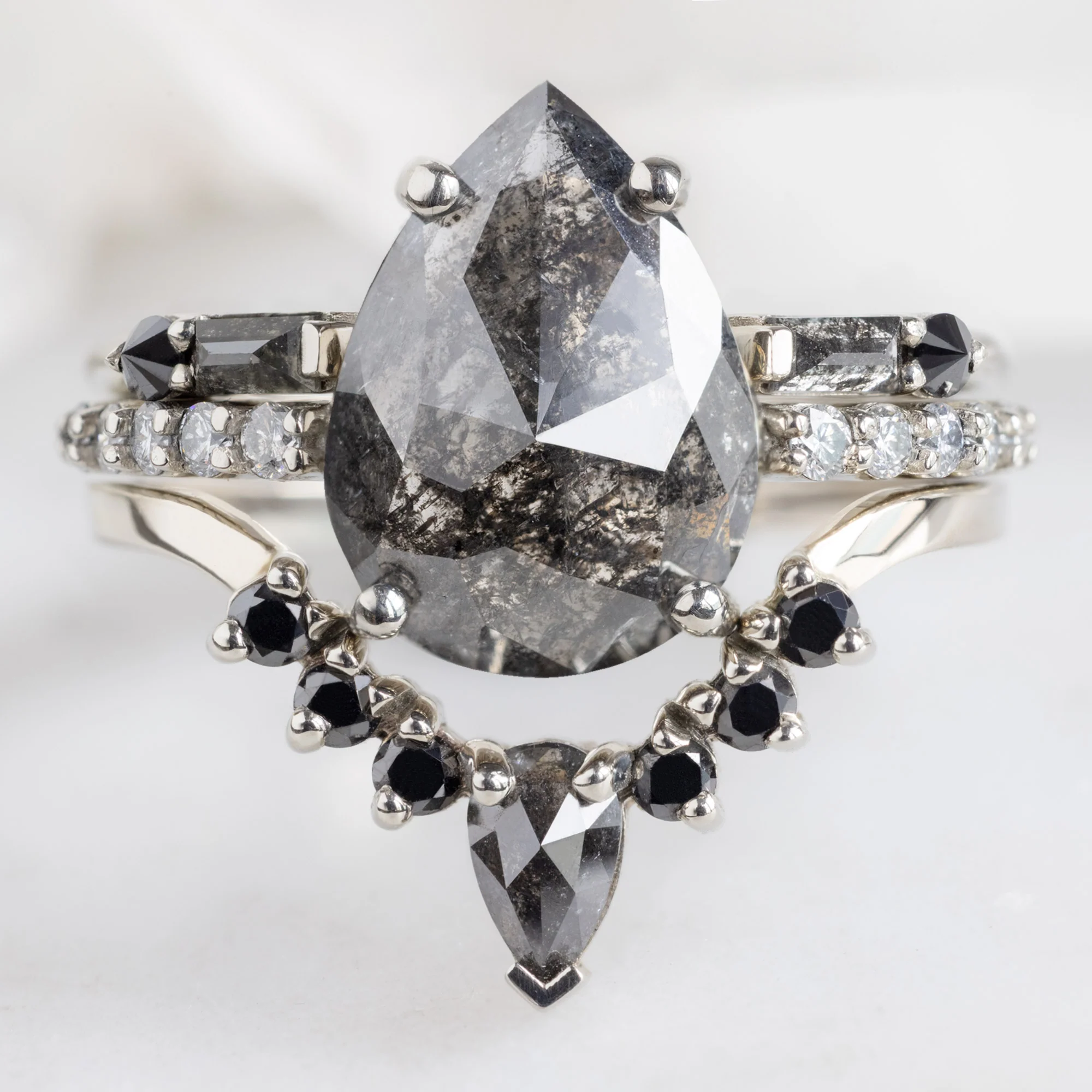 The Luxe Willow Ring | 2.03ct Pear Black Diamond in 14K White Gold - Image 2