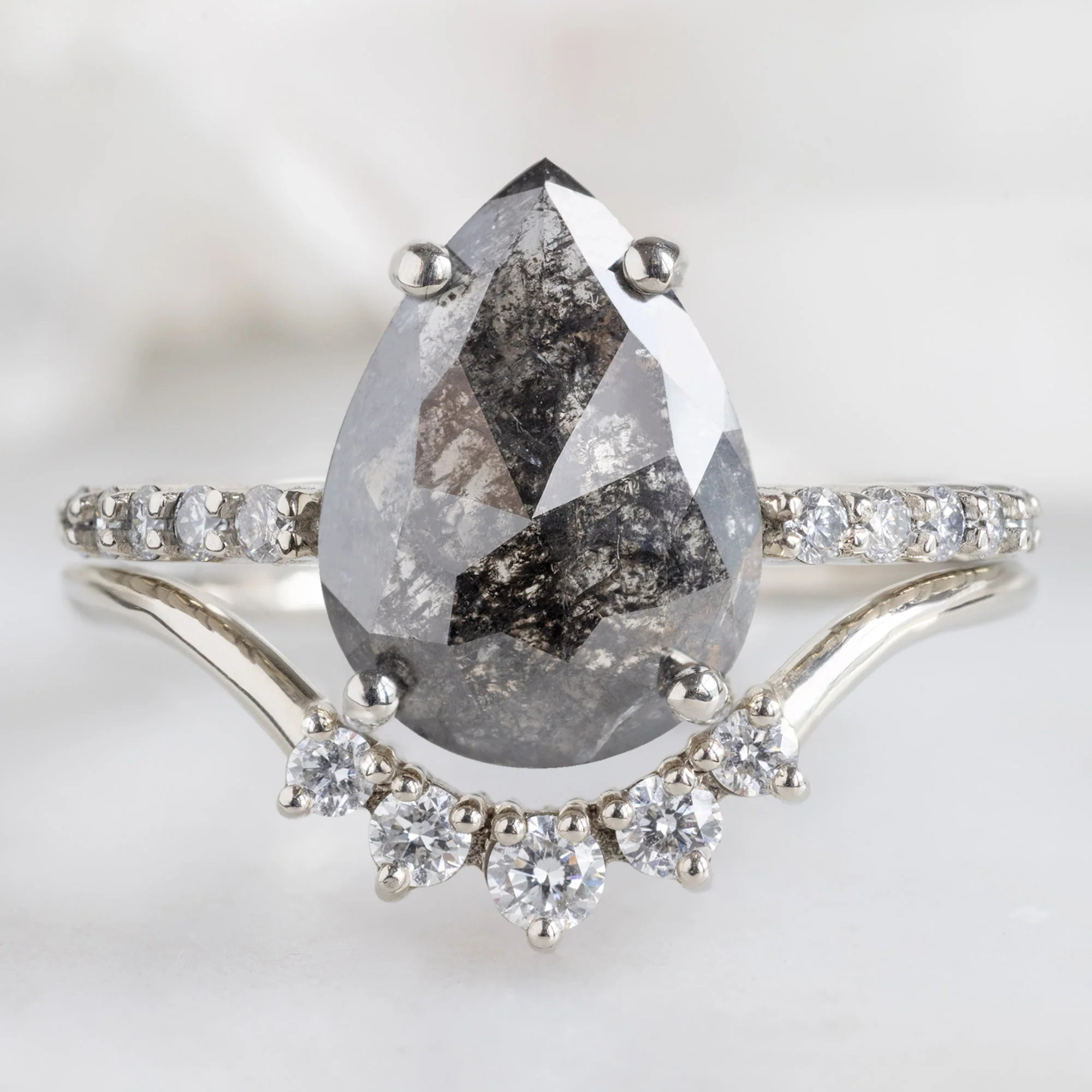 The Luxe Willow Ring | 2.03ct Pear Black Diamond in 14K White Gold - Image 3