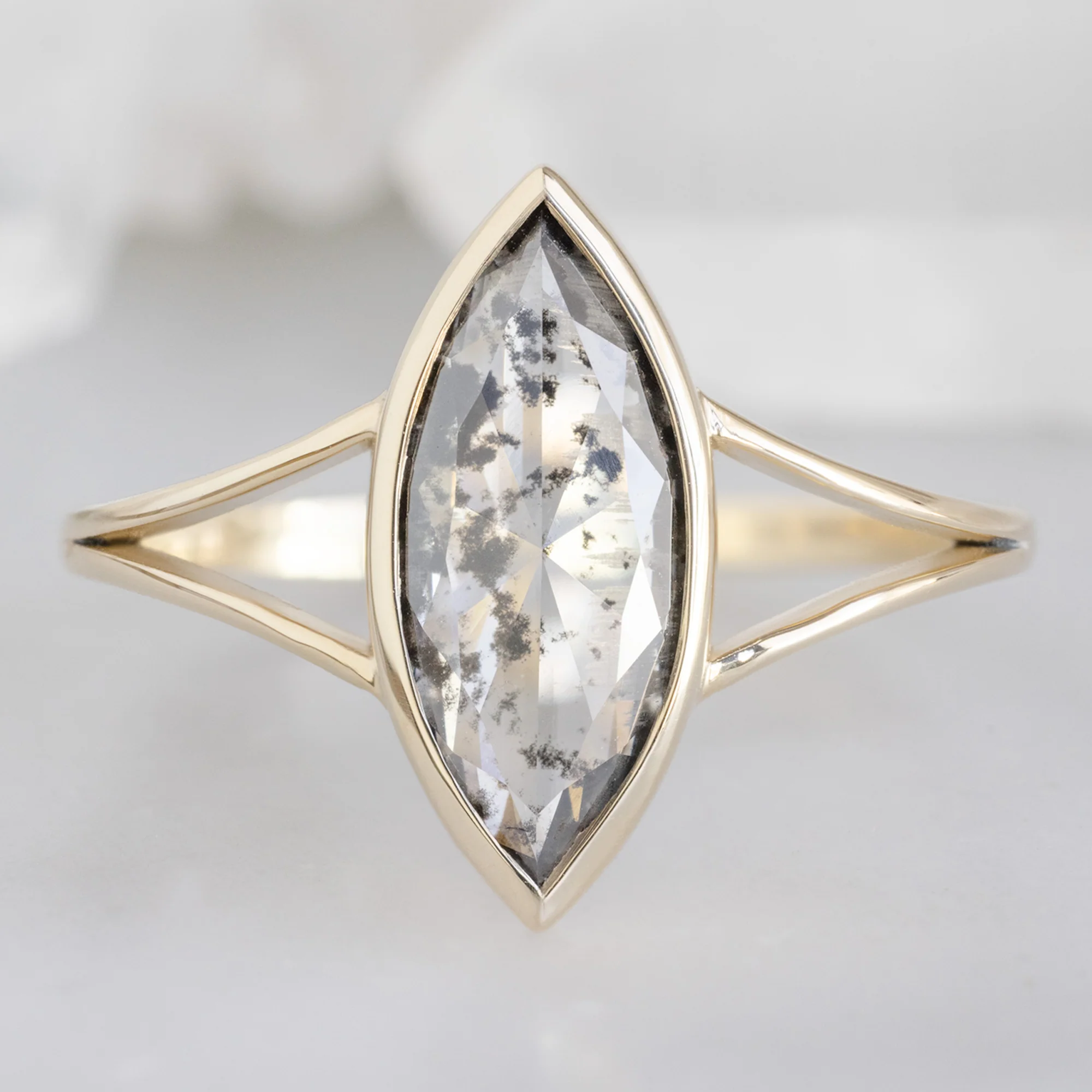 The Magnolia Ring | 1.65ct Lab Grown Salt and Pepper Diamond in 14K Yellow Gold